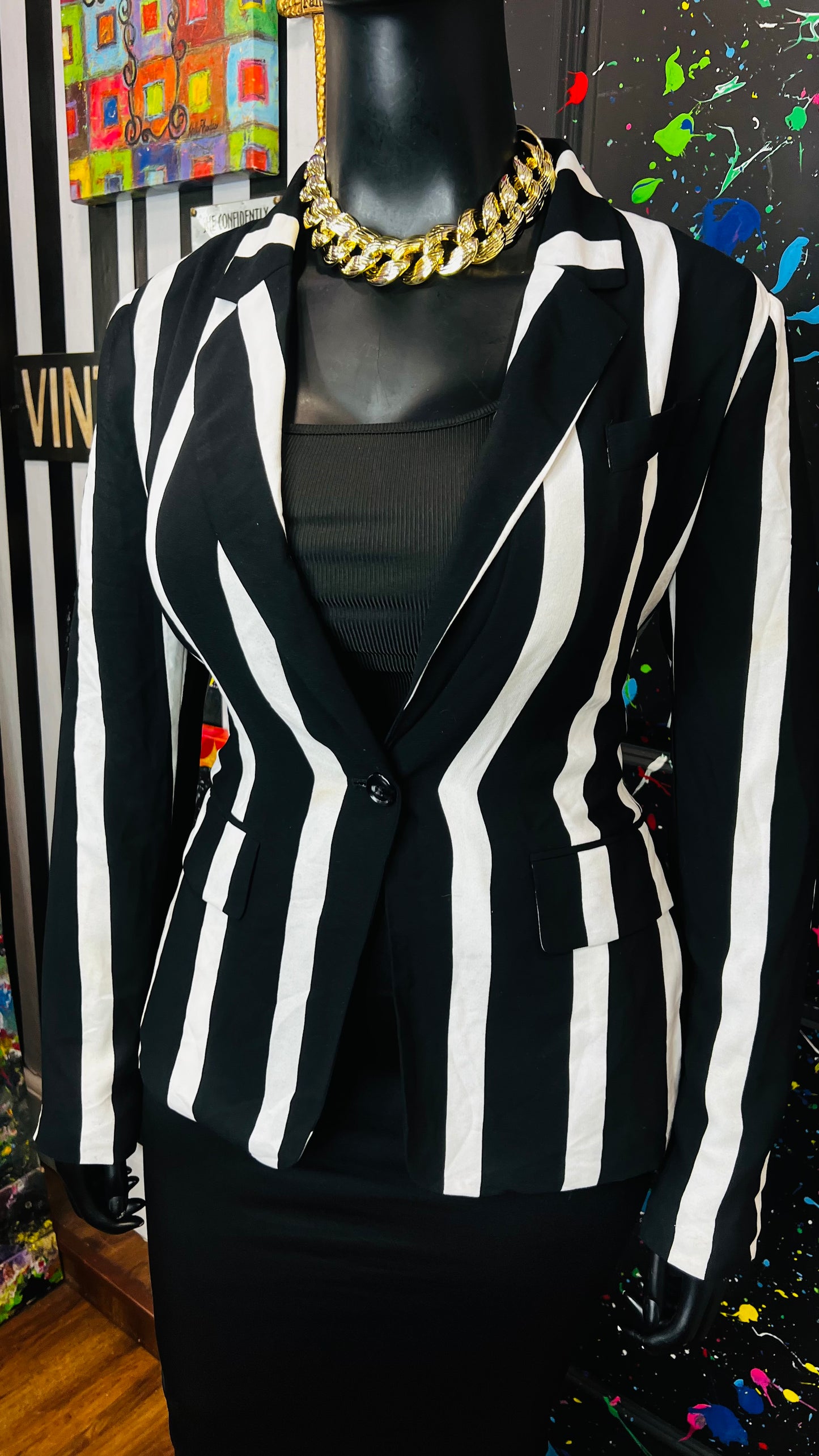 Striped Black & White Blazer (12)