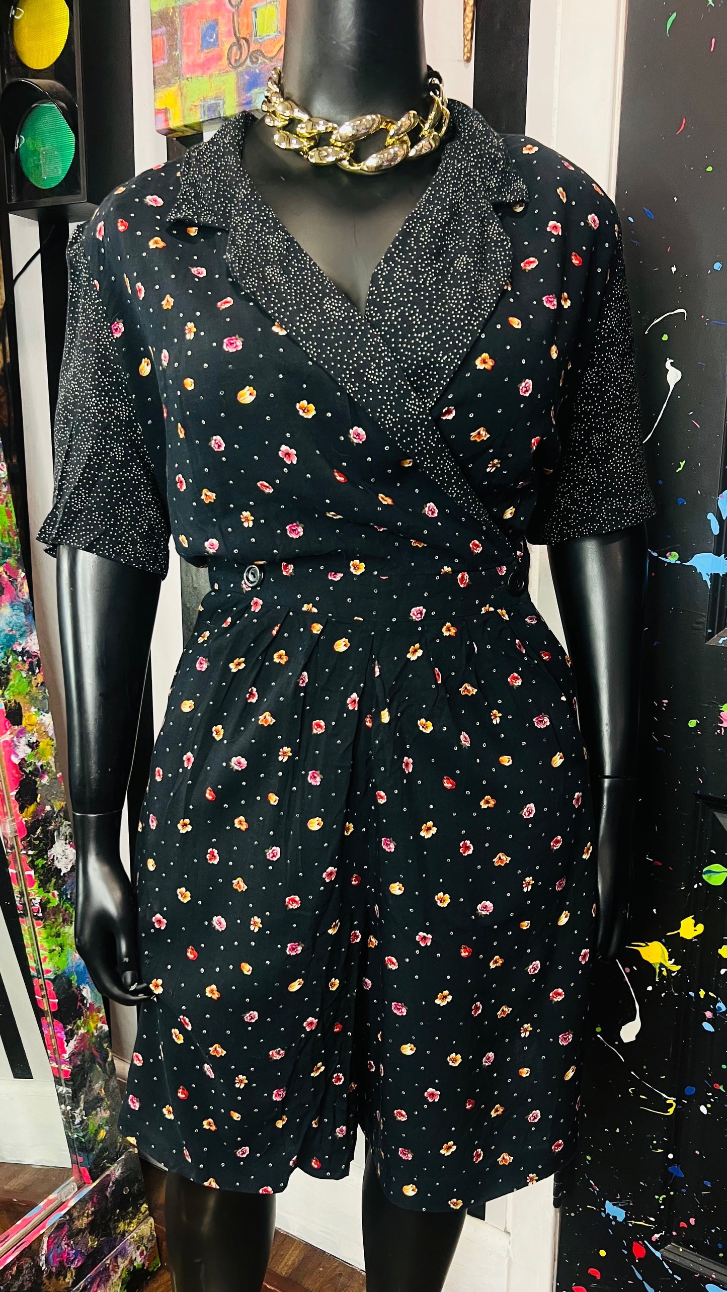 Vintage Rayon Mix Print Romper (24W)