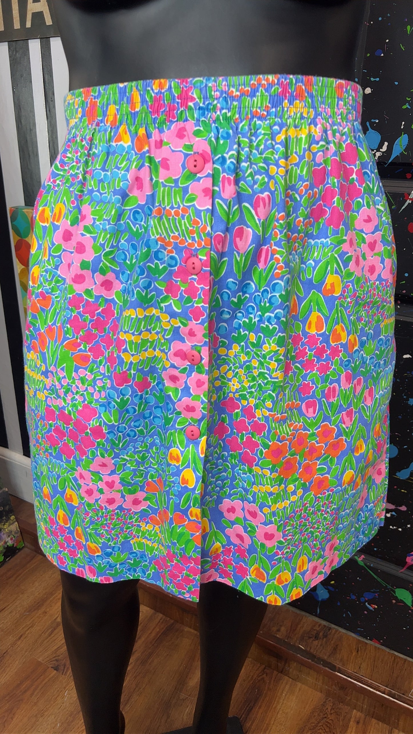 Vintage Floral Button Down Front SKORT (14/16)