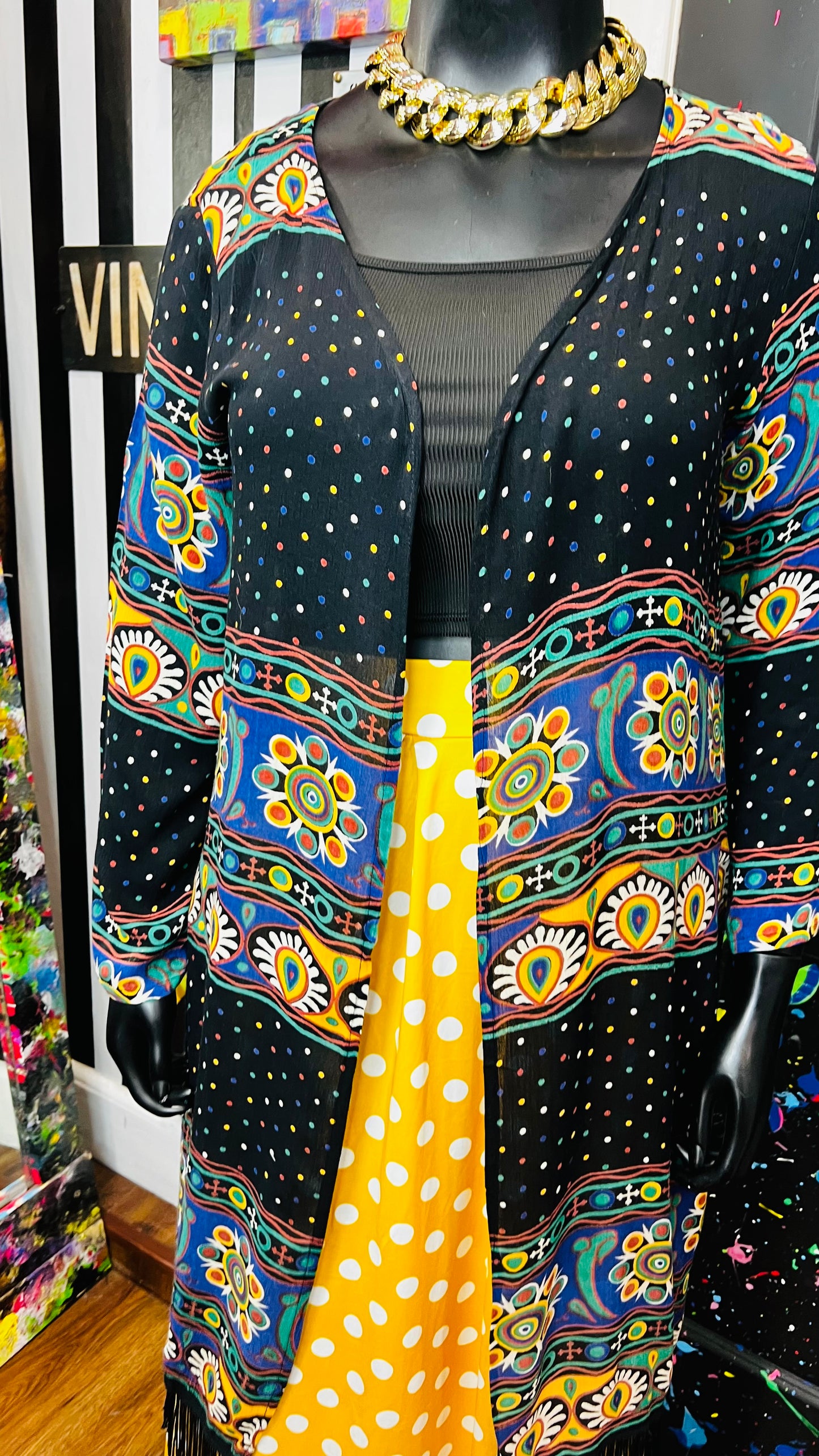 Vintage Abstract Mix Print Duster (12/14)