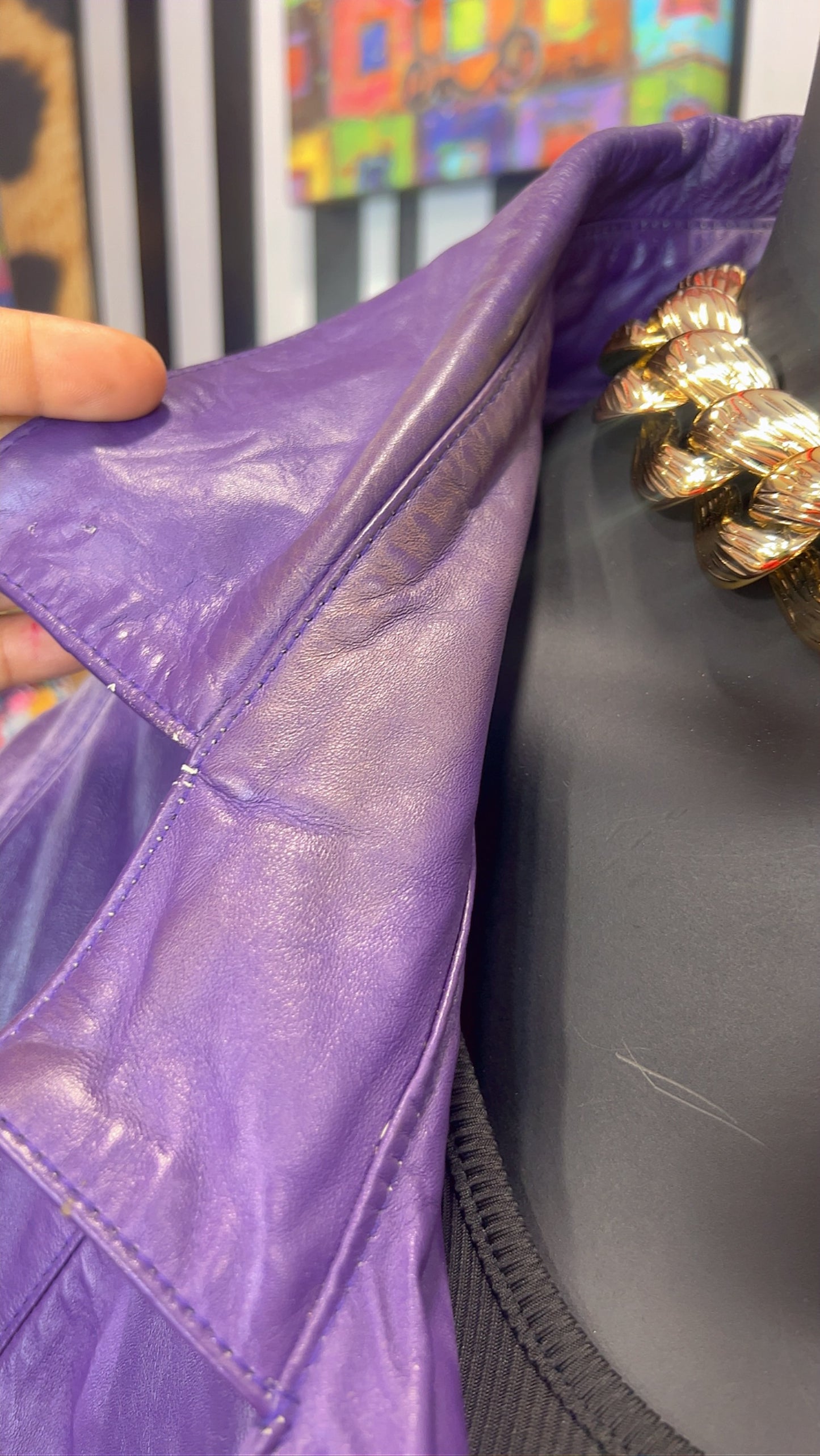 Vintage Genuine Leather Purple Coat (24)