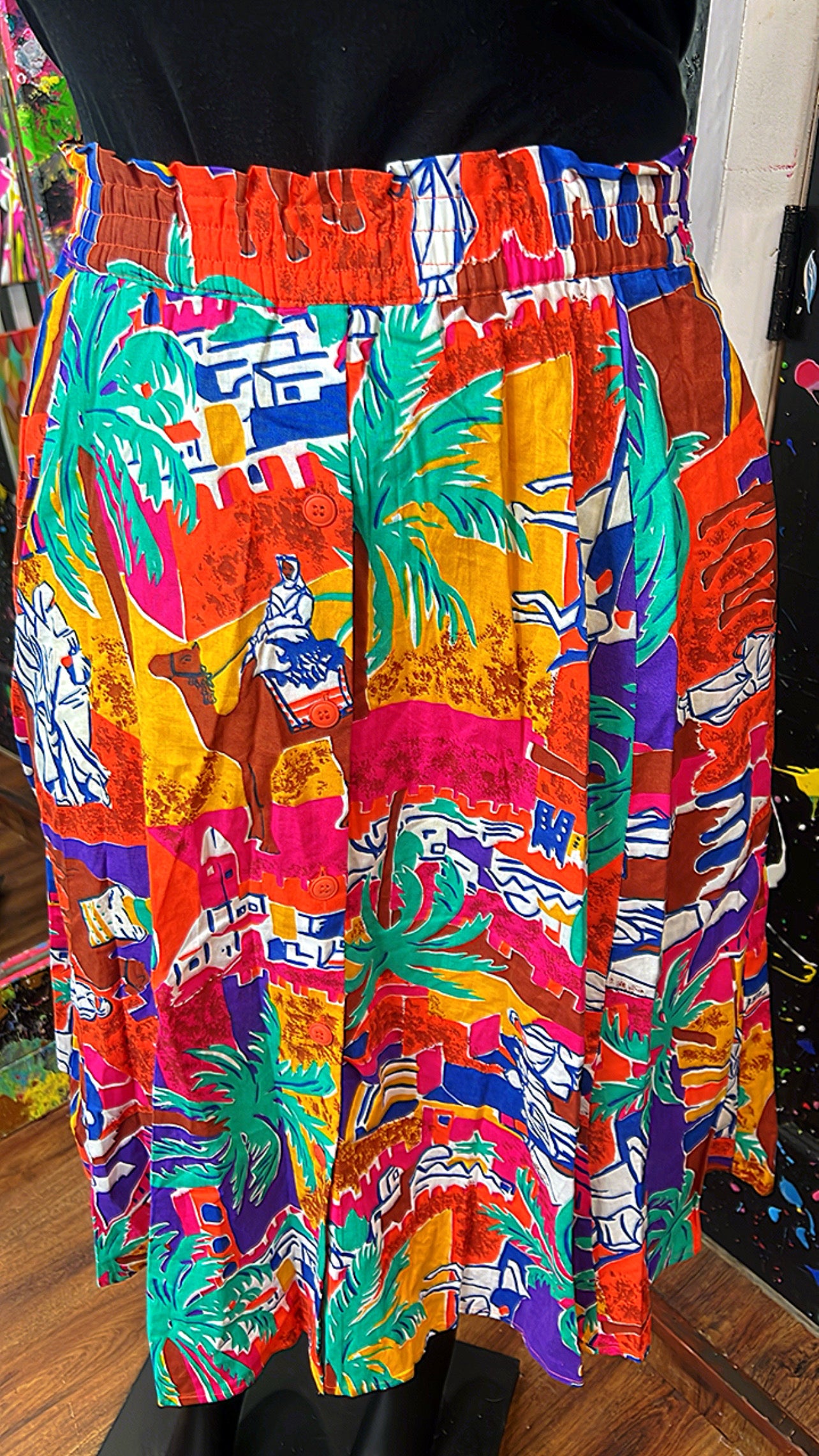 Vintage Button Down Vibrant Skirt (12)