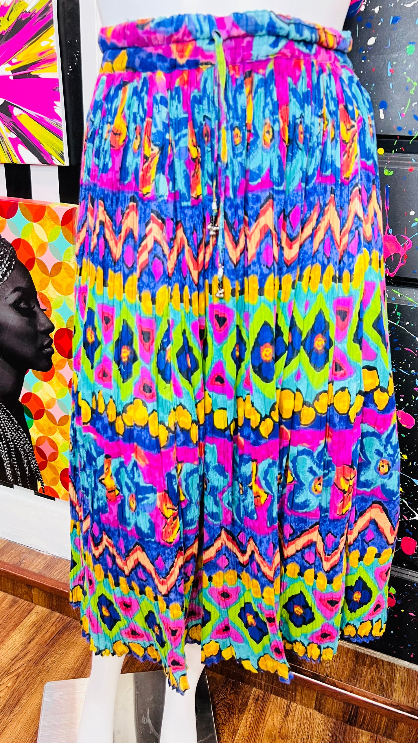 Vintage Rayon Vibrant Skirt (OS)