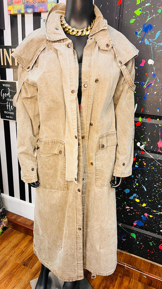 Vintage Denim Distressed Trench Coat (18)