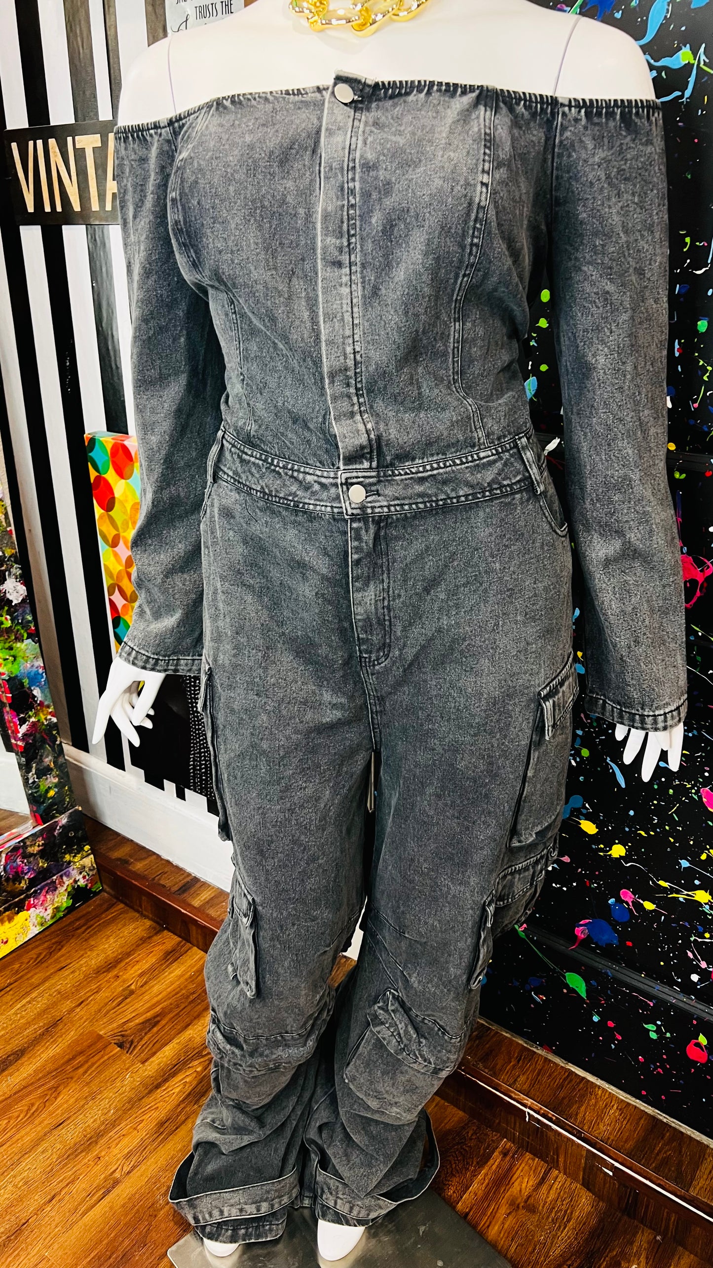 Vintage Inspired Denim Jumpsuit- New w/ Tags (18)