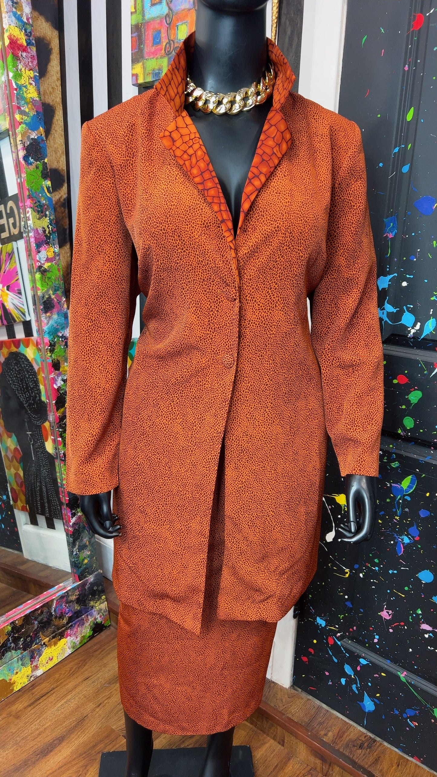 Vintage Animal Print Long Duster & Skirt (22W)