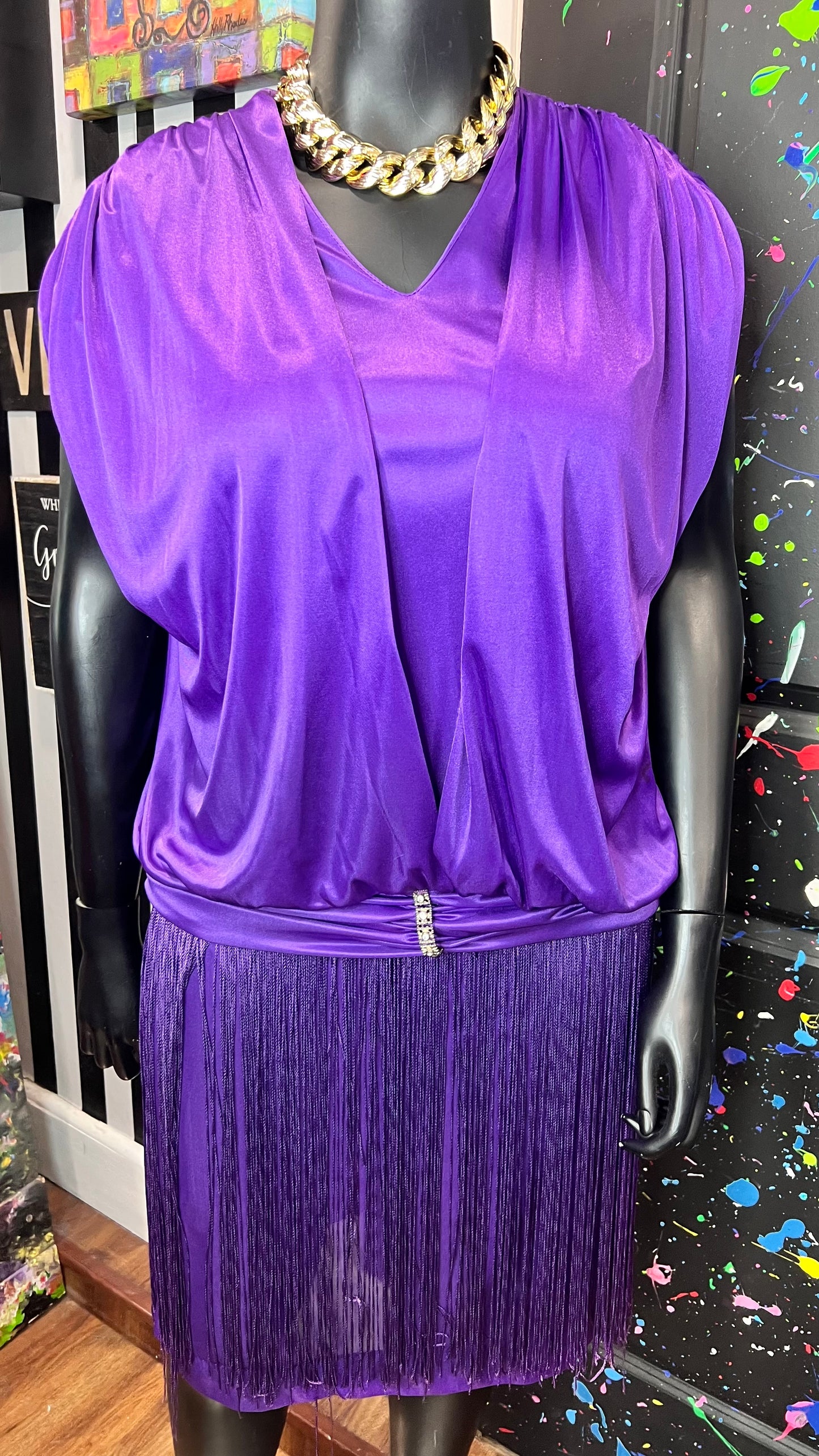 Vintage Purple Fringe Dress (16)