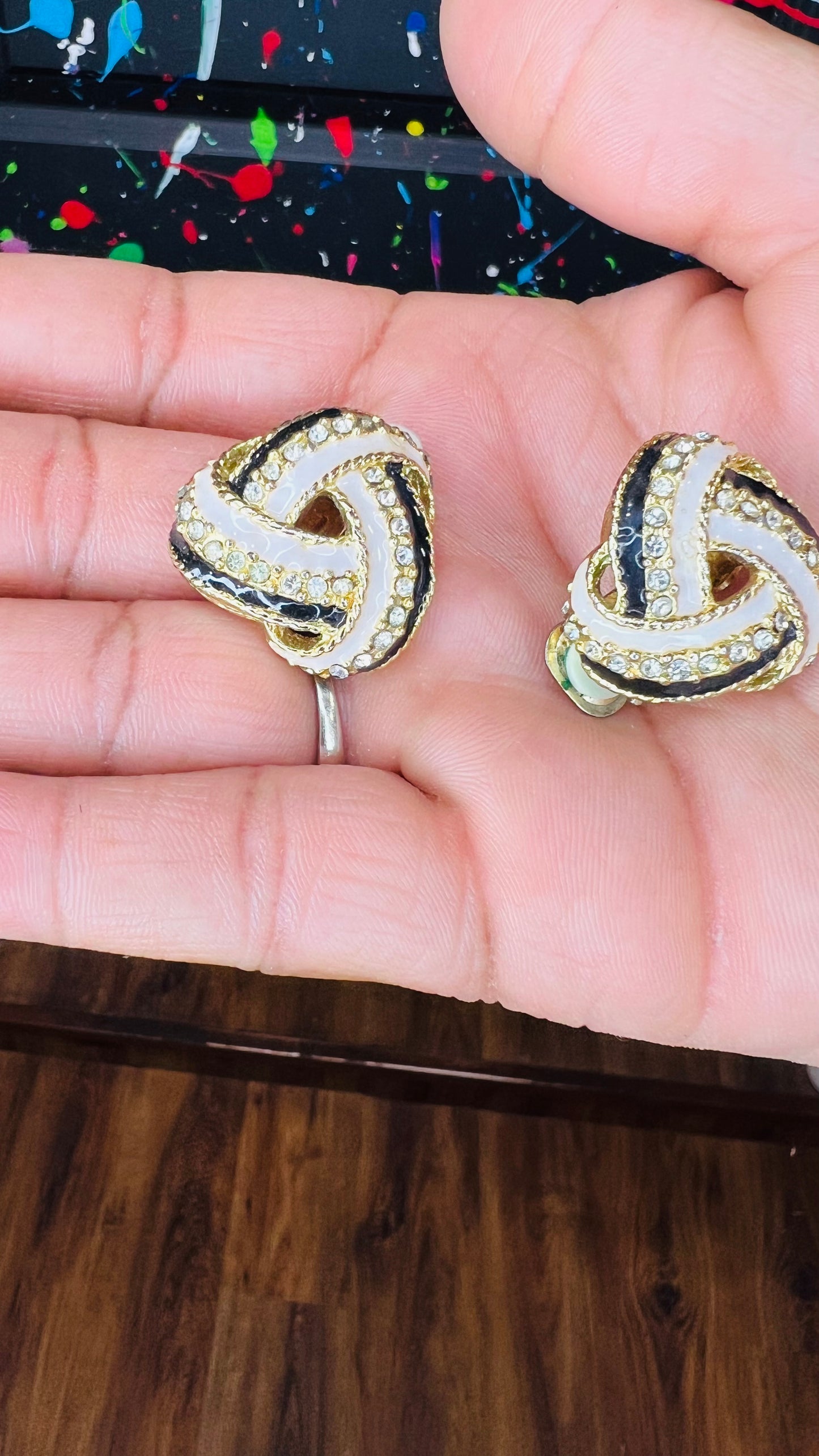 Vintage Metal Gold Tone Pretzel Style Clip on Earrings