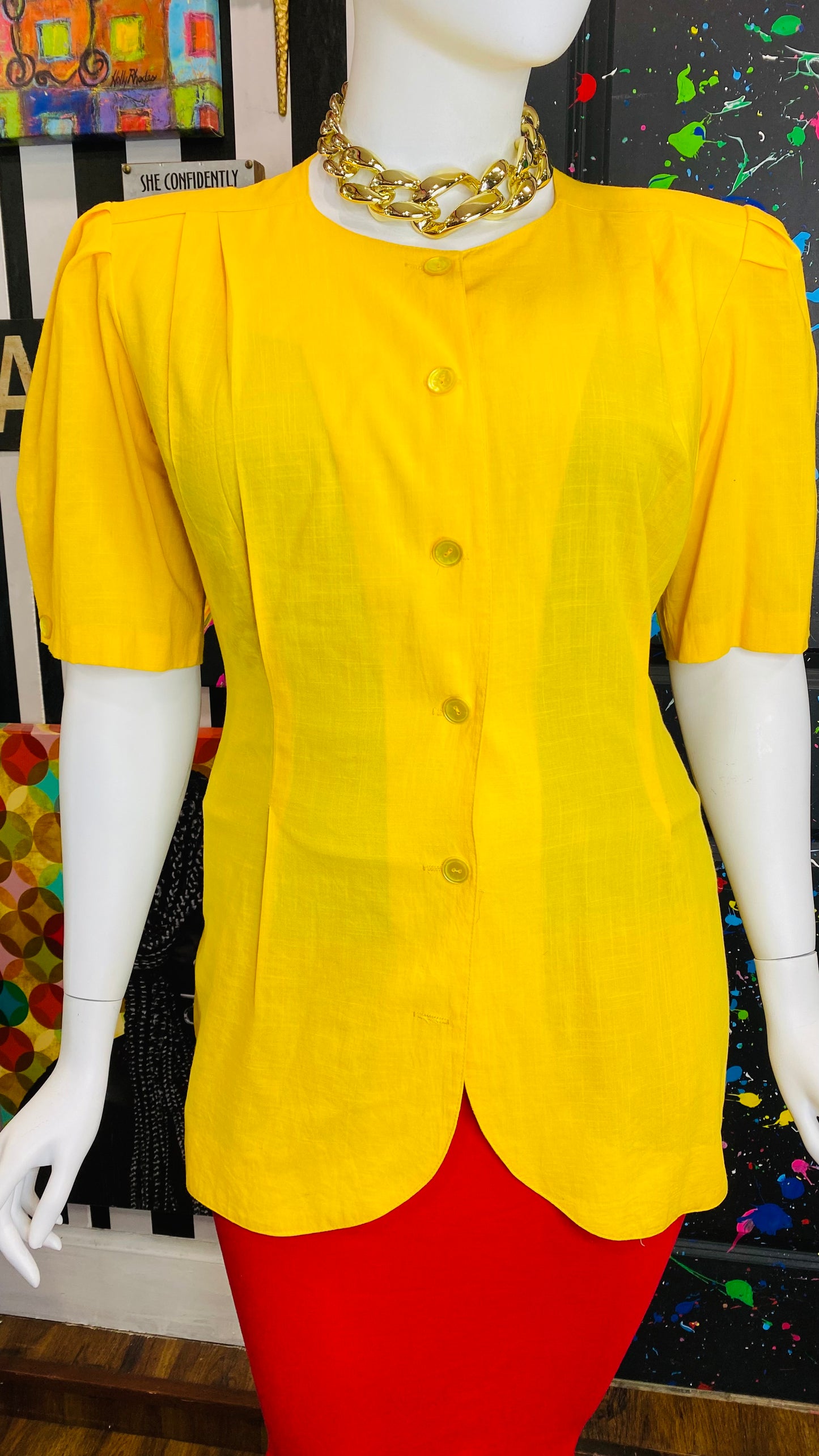 Vintage Sold Yellow Blazer Blouse (20)