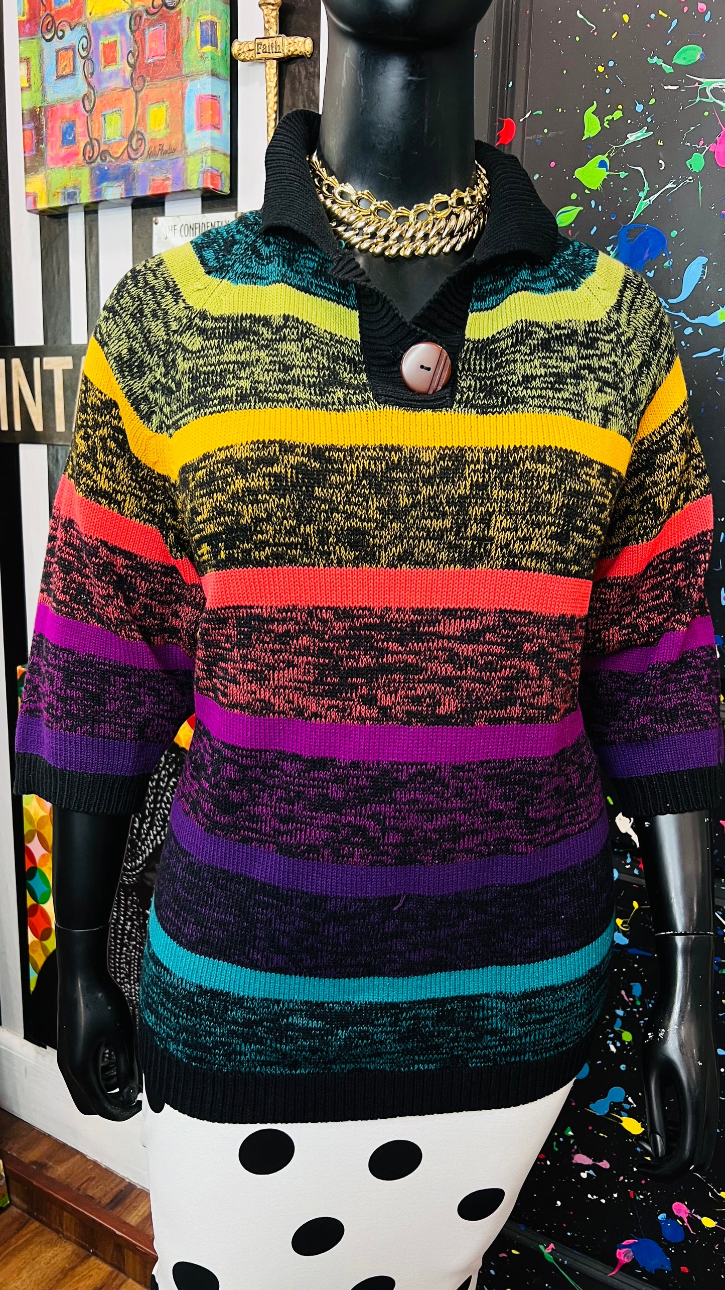 Vintage Rainbow Knit Sweater (OS)