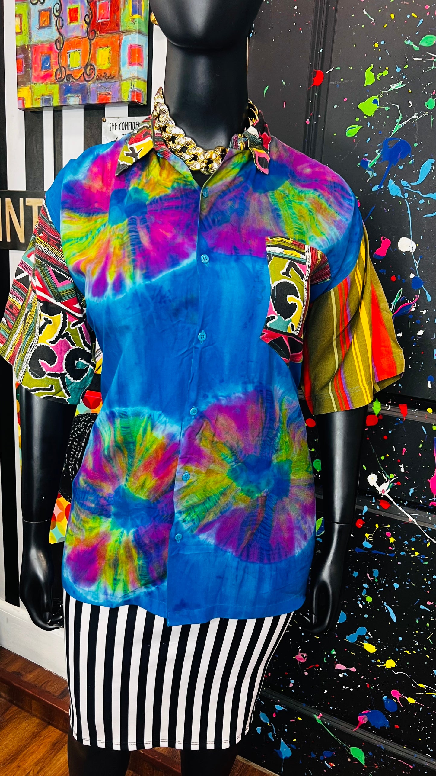 Vintage Abstract Mix Print Blouse (18)