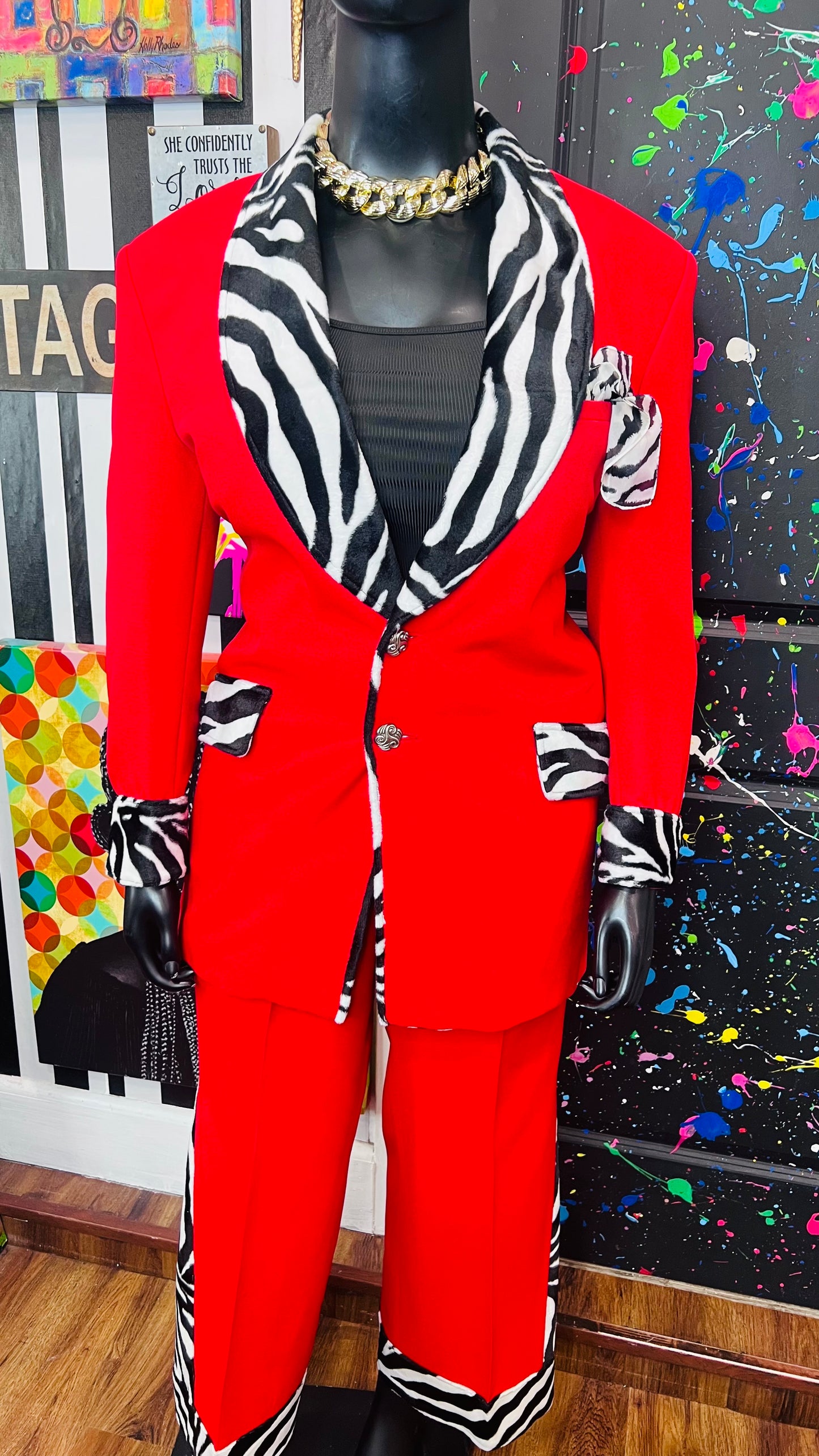 Red & Zebra Pants Suit (16)