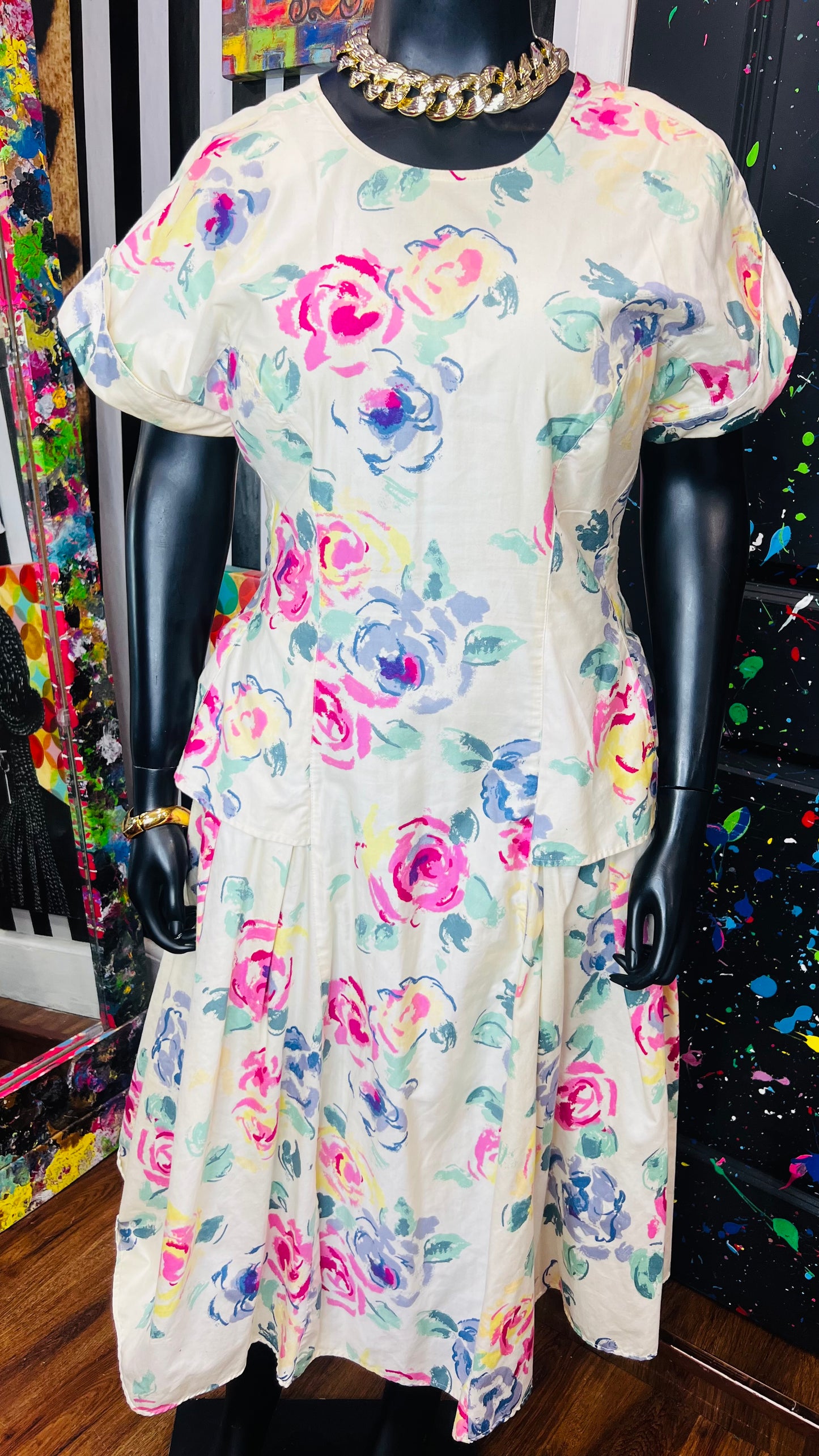 Vintage Floral Print Dress (18W)