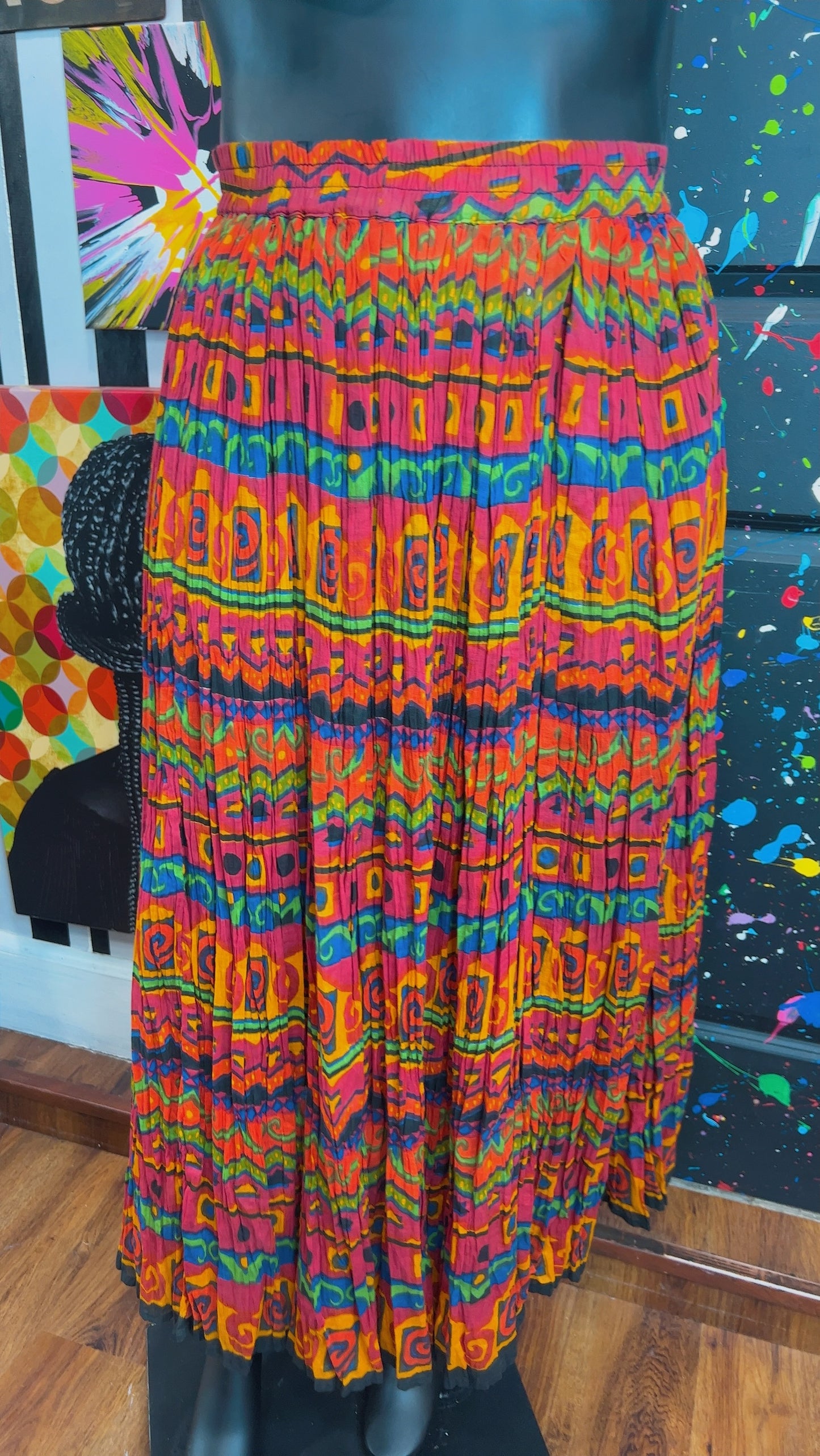 Vintage Rayon Abstract Skirt (18)