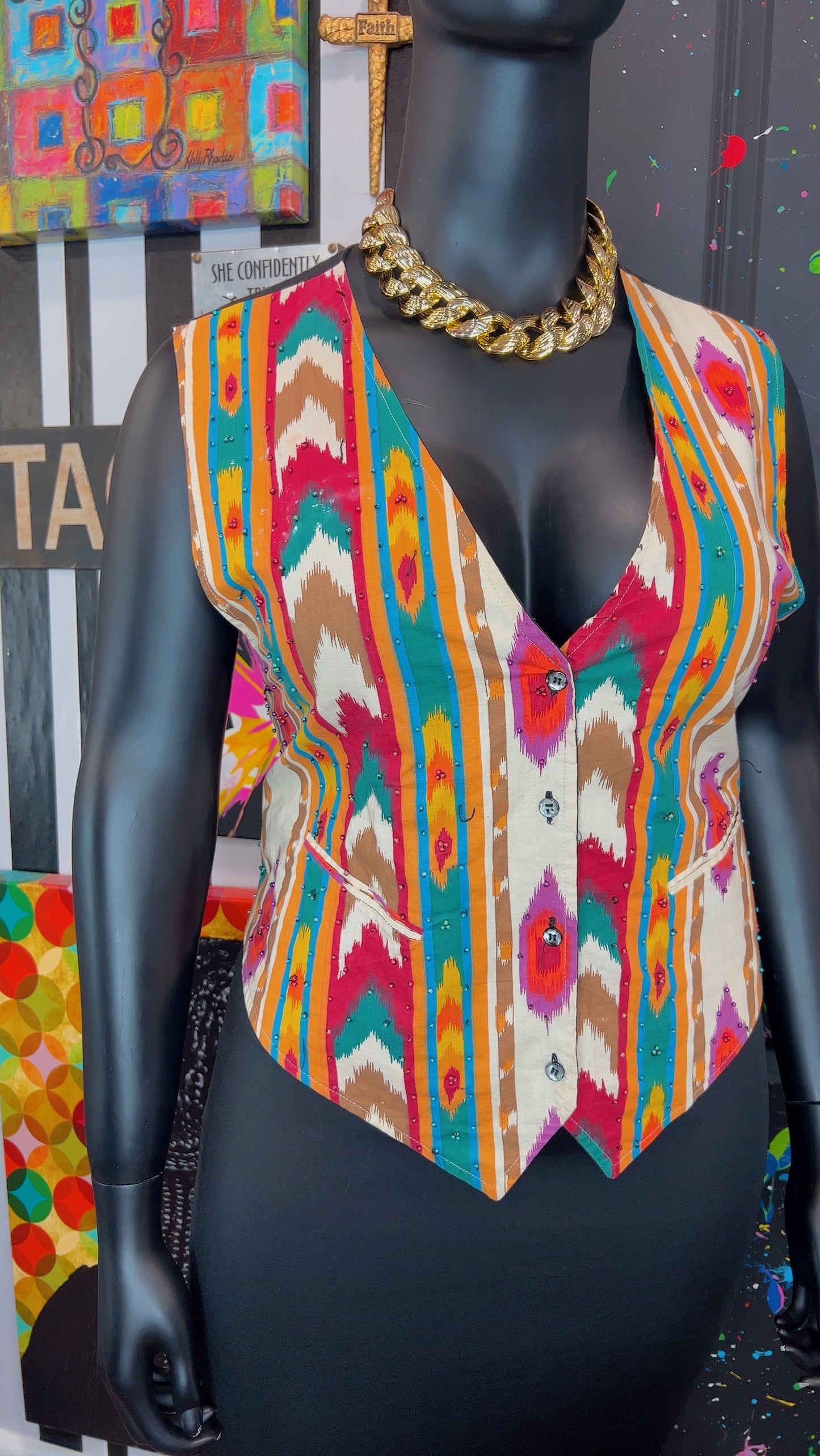 Vintage Beaded Abstact Vest (16)