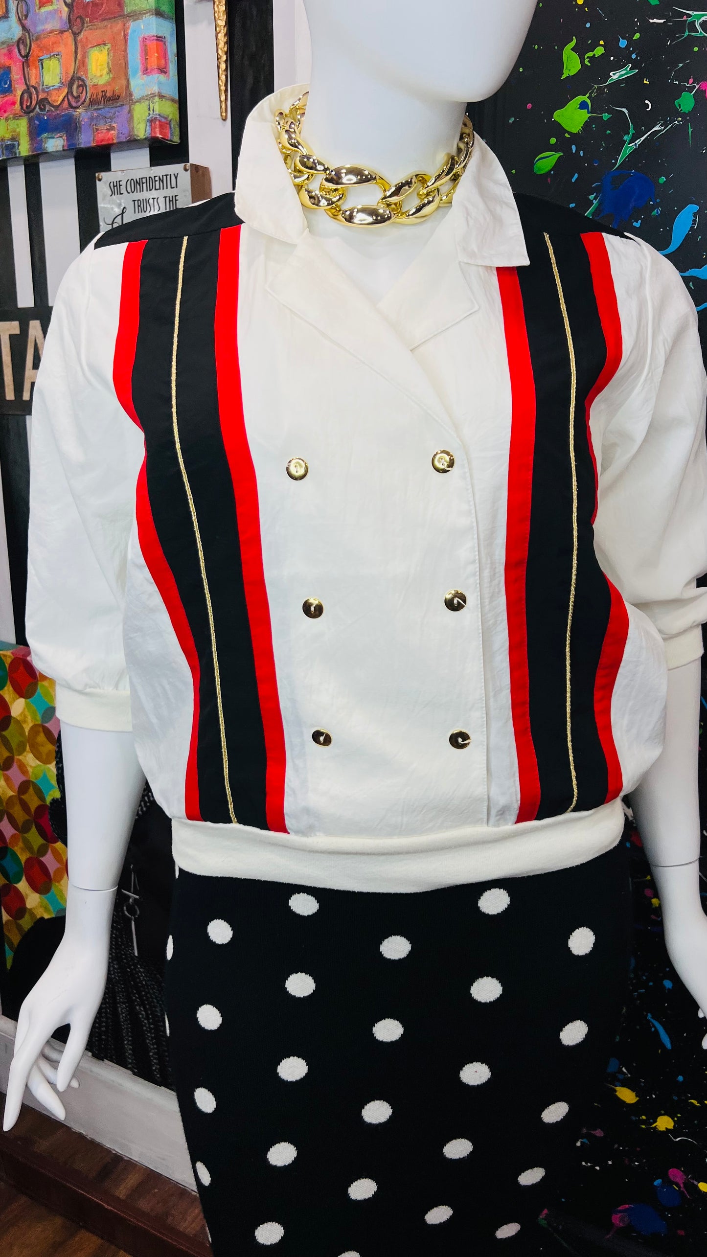 Vintage Red, Black Gold & Blouse (16)