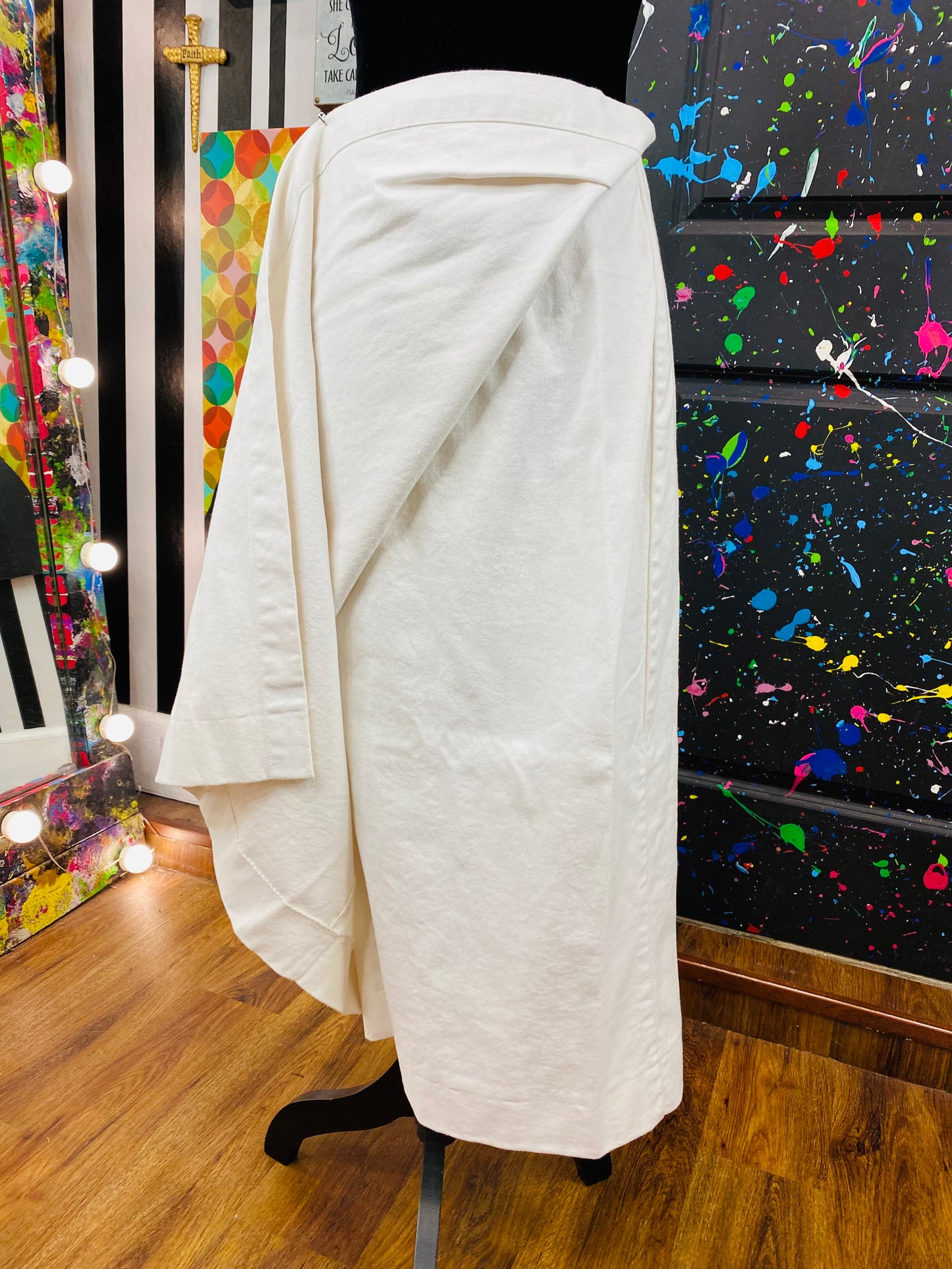 Vintage White Denim Rap Around Skirt
