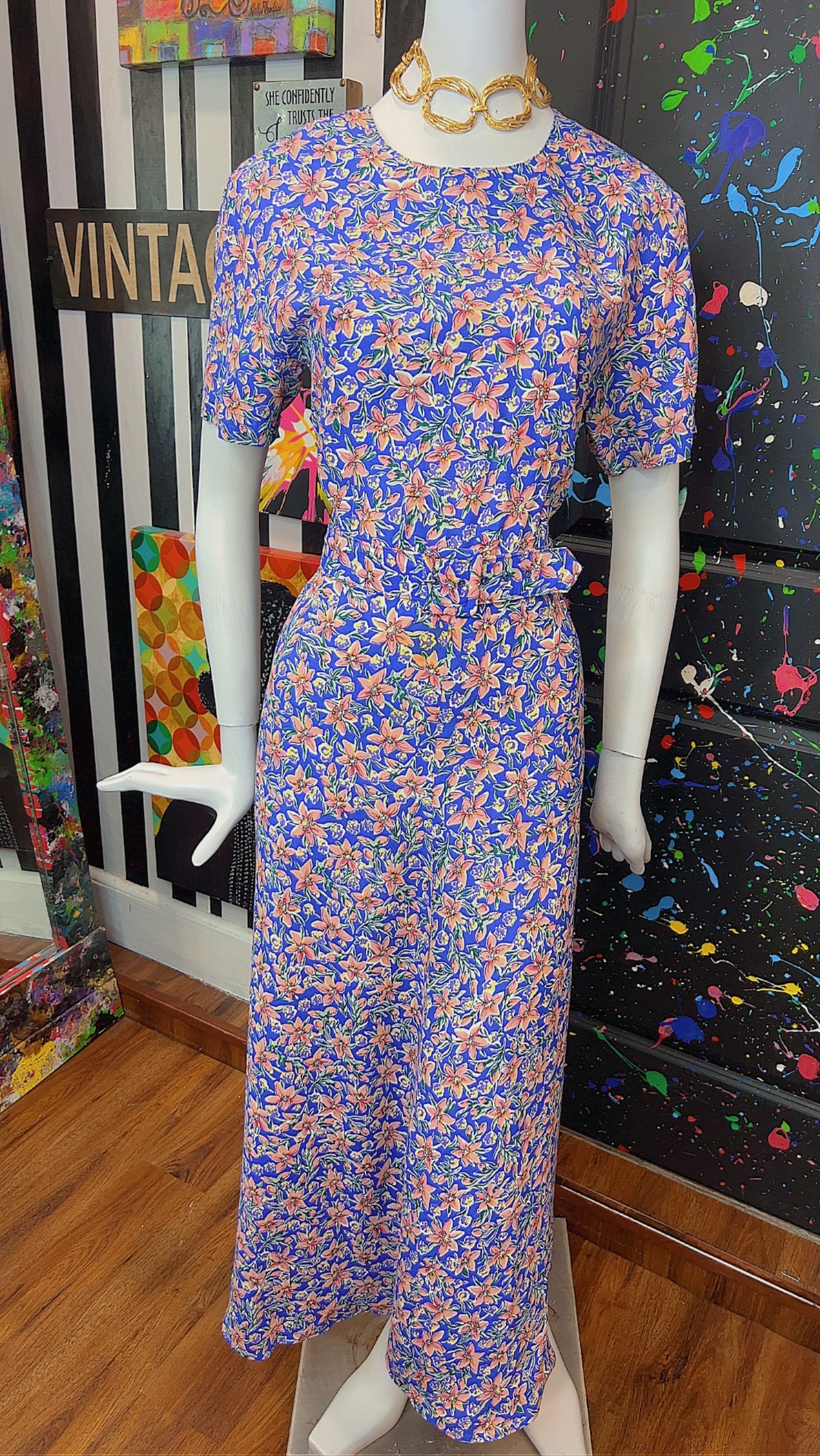 Vintage Floral Dress w/ Belt (14)