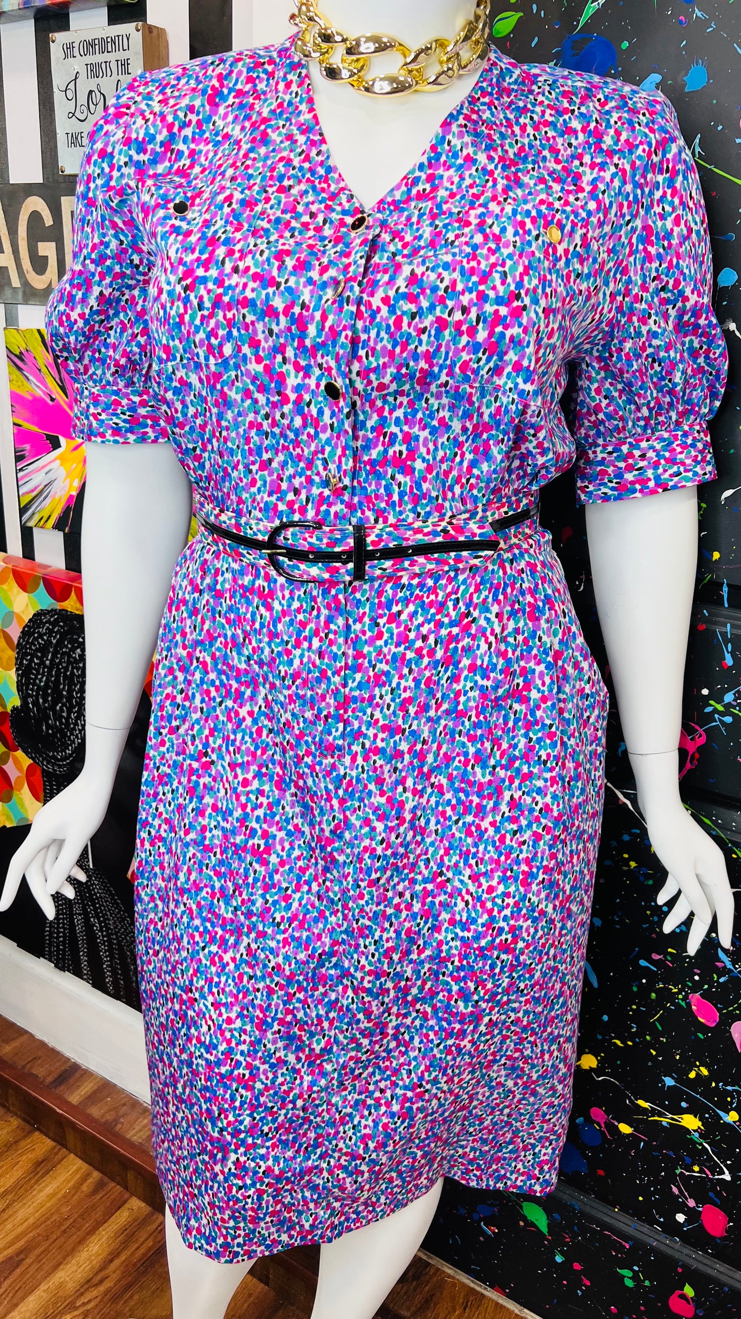 Vintage Belted Dress w/ Pockets (16)