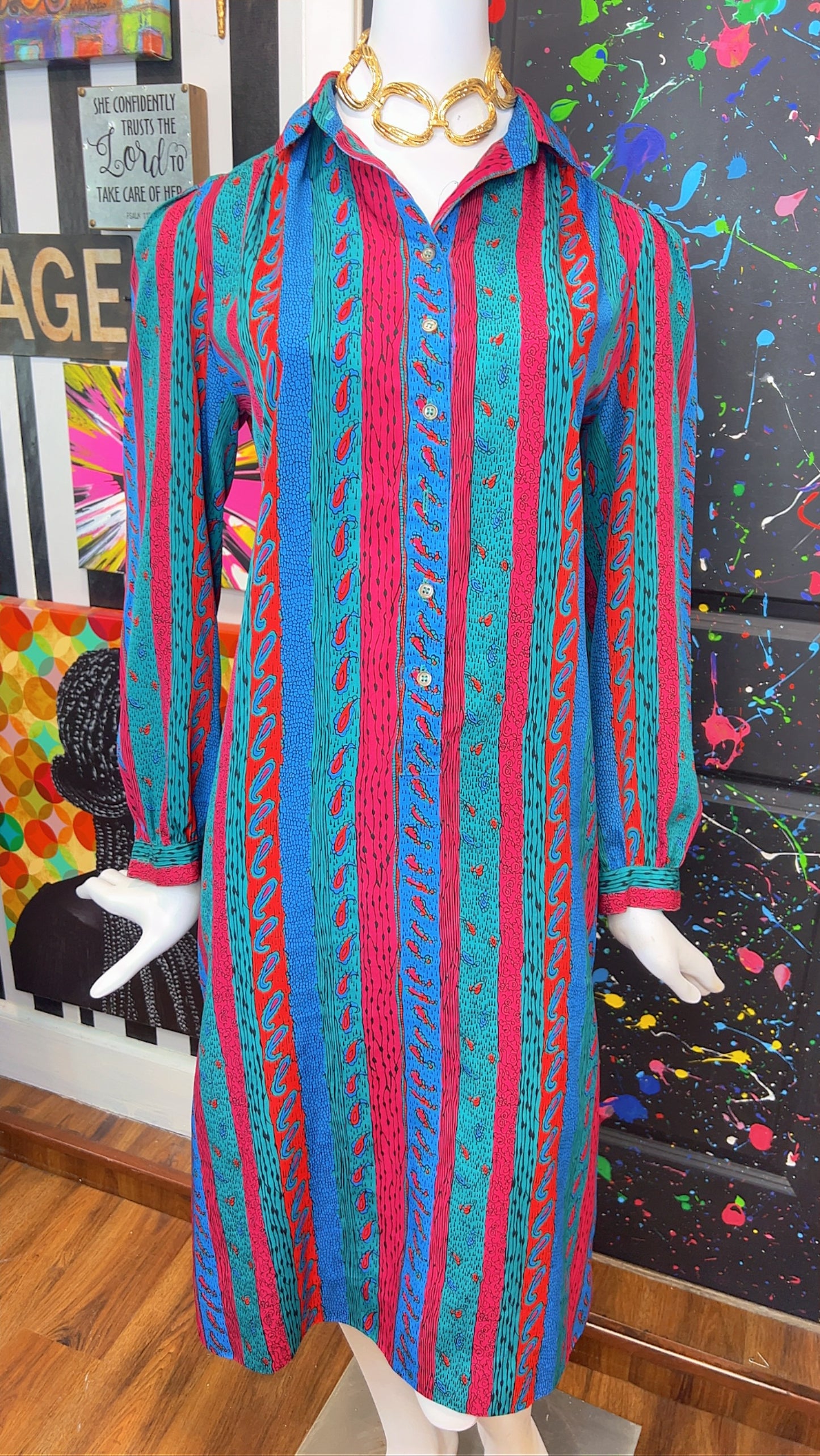 Vintage Paisley Print Dress (14)