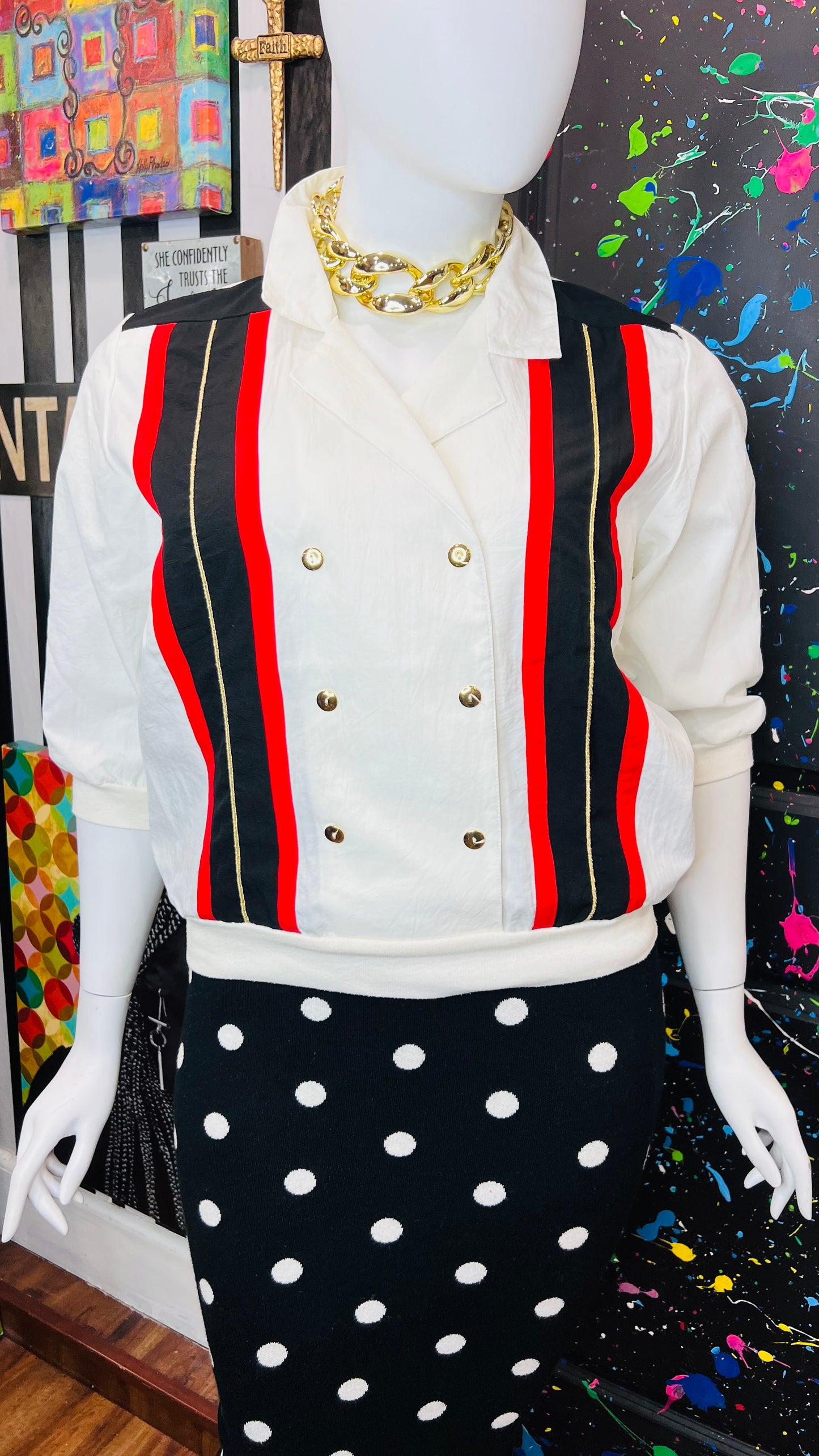 Vintage Red, Black Gold & Blouse (16)
