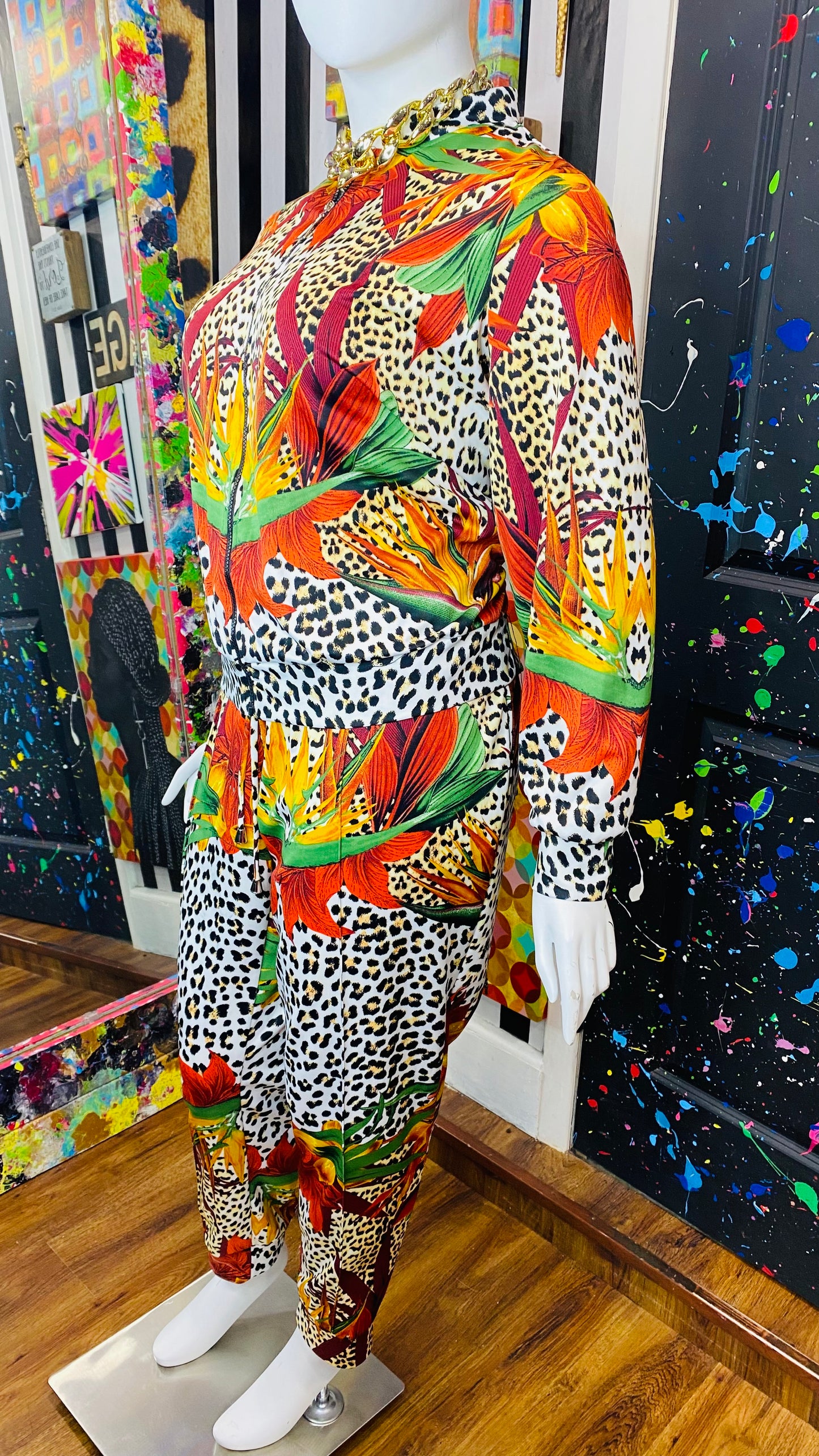 Ashley Stewart Tropical & Animal Print Jogging Suit (22/24)