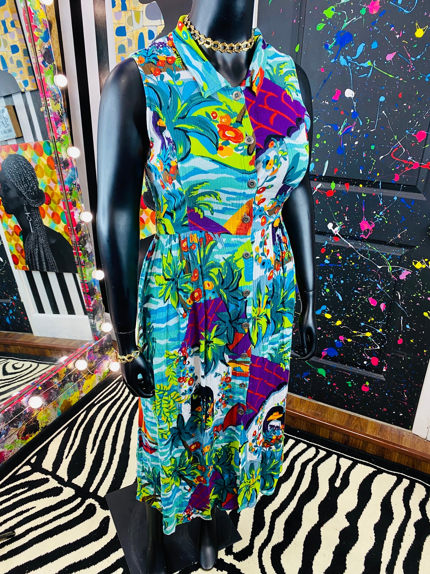 Vintage Carole Little Sleeveless Floral Dress