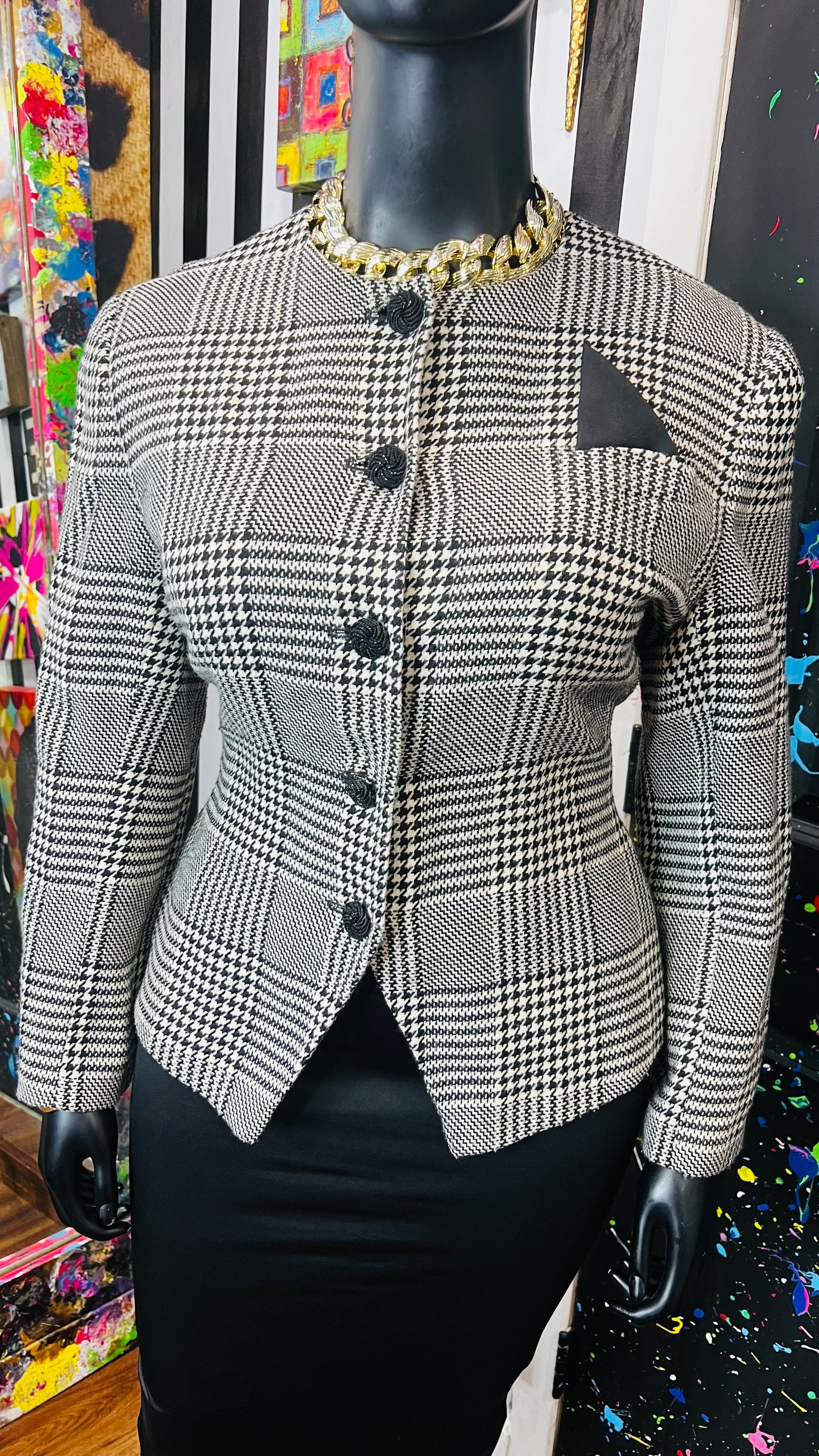 Vintage Black & White Cropped Blazer (18W)