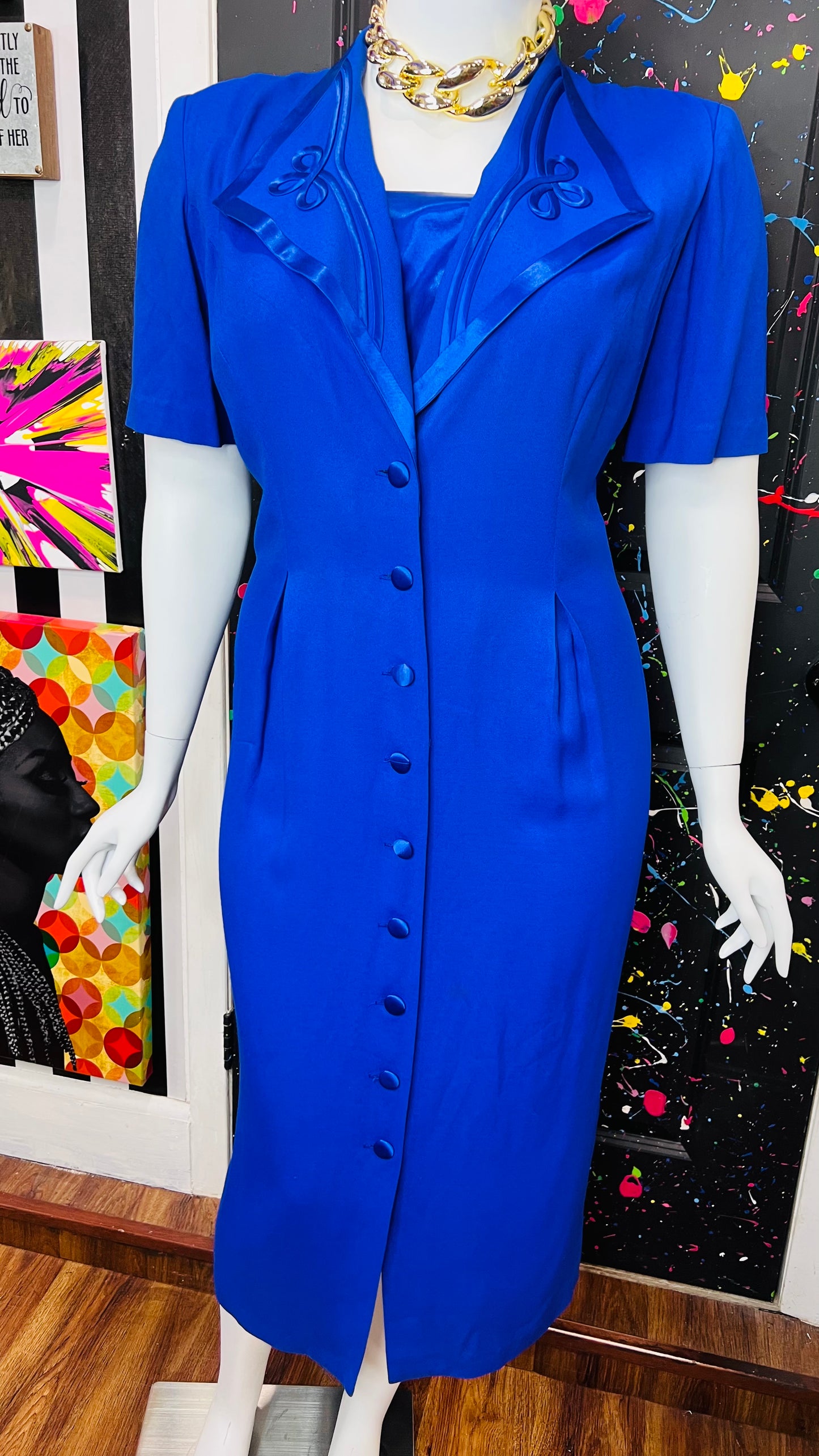 Vintage ‘Blues’ Statement Dress (20W)