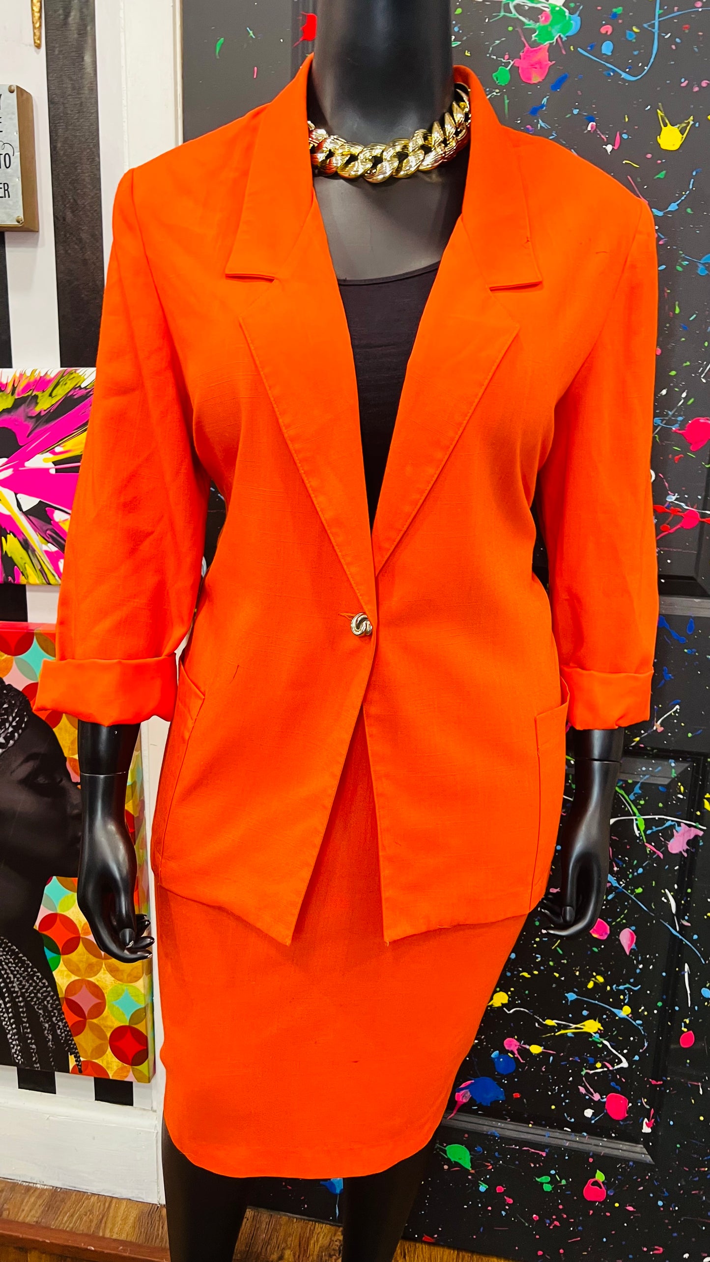 Vintage Orange Skirt Suit (20W)