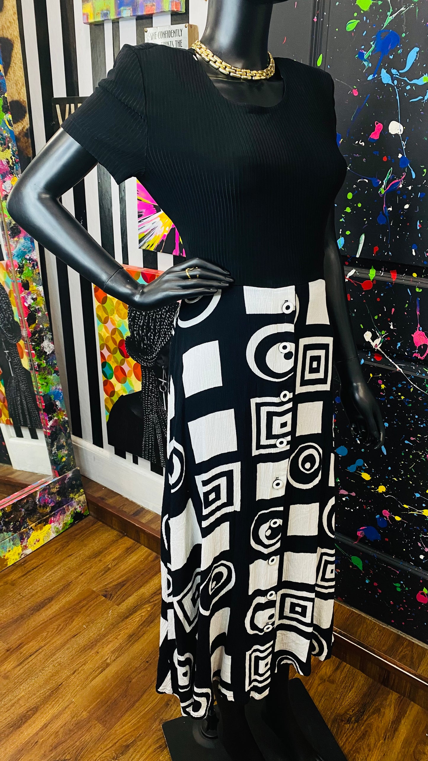Vintage Cachè Black & White Dress (14)