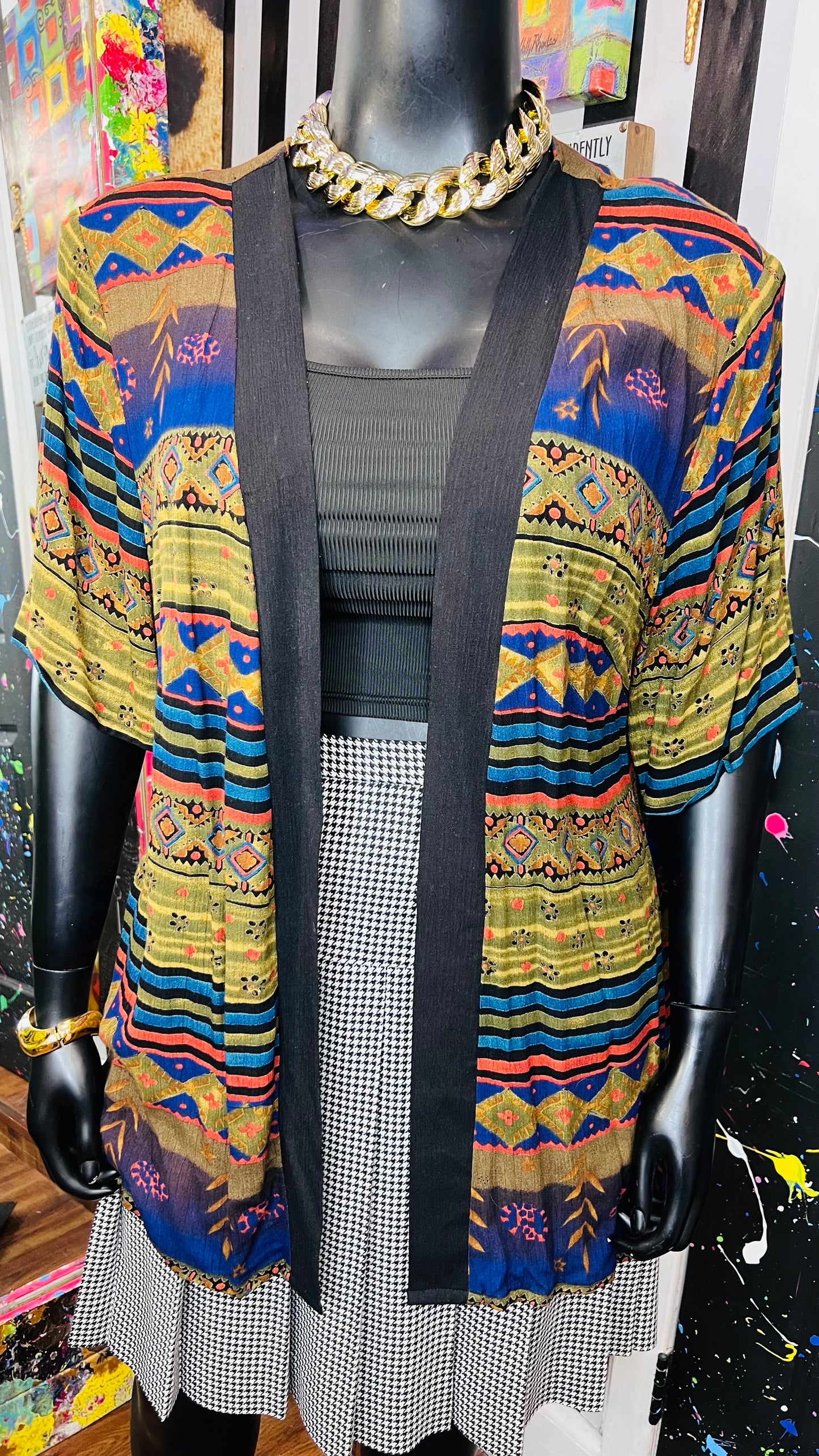 Vintage Rayon Short Sleeve Duster (24W)