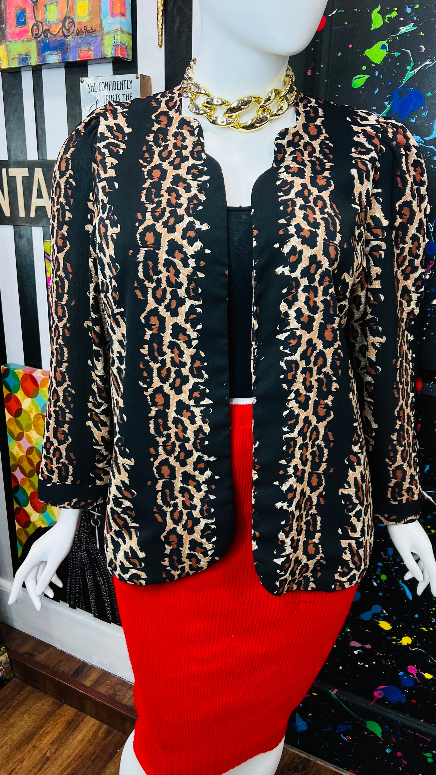 Vintage Animal Print Open Duster (18W)