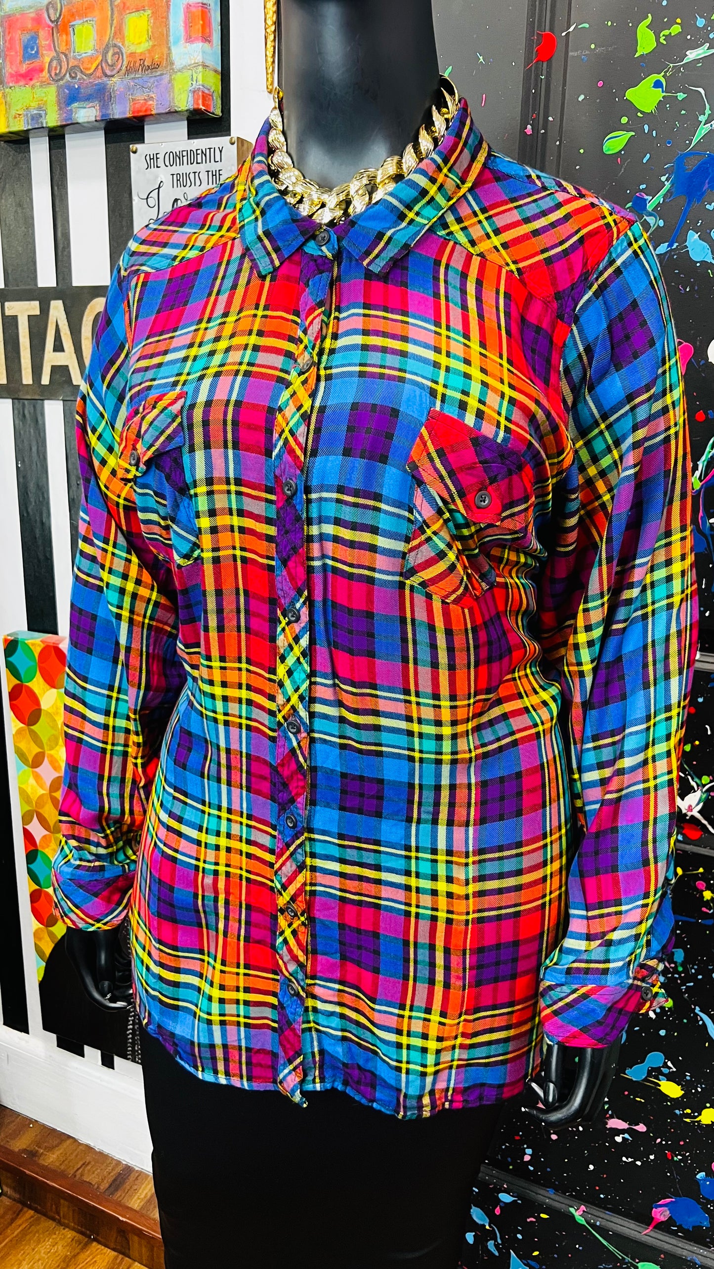 Torrid Rainbow Plaid Blouse (24)