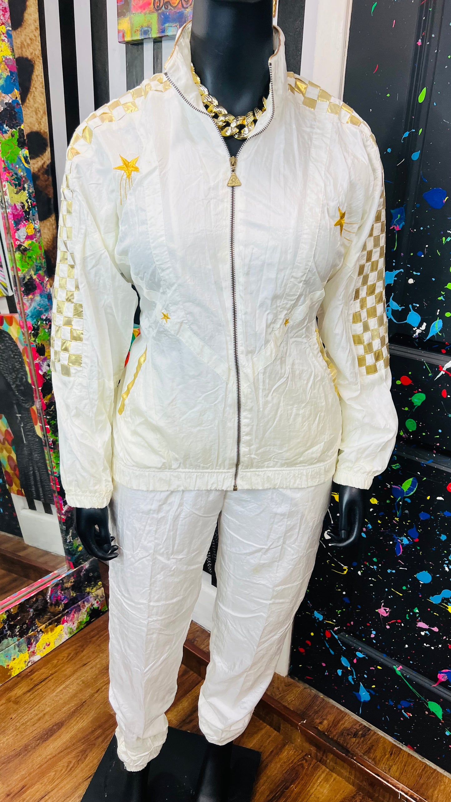 Vintage Windreaker Set - Cream w/Gold Stars (14)