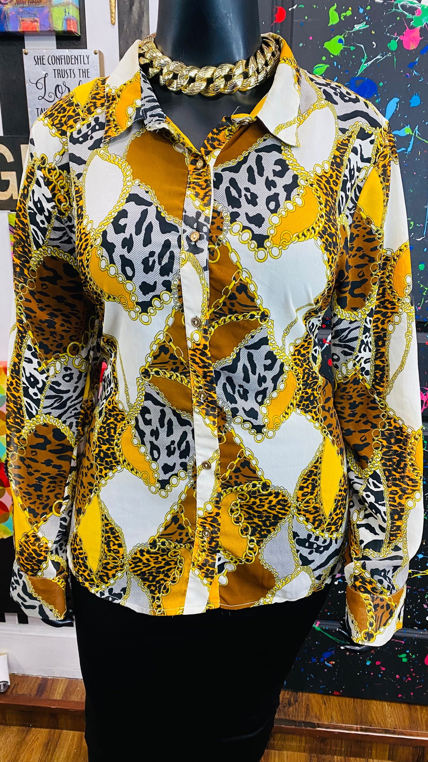 Mix Print Semi Sheer Blouse (18)