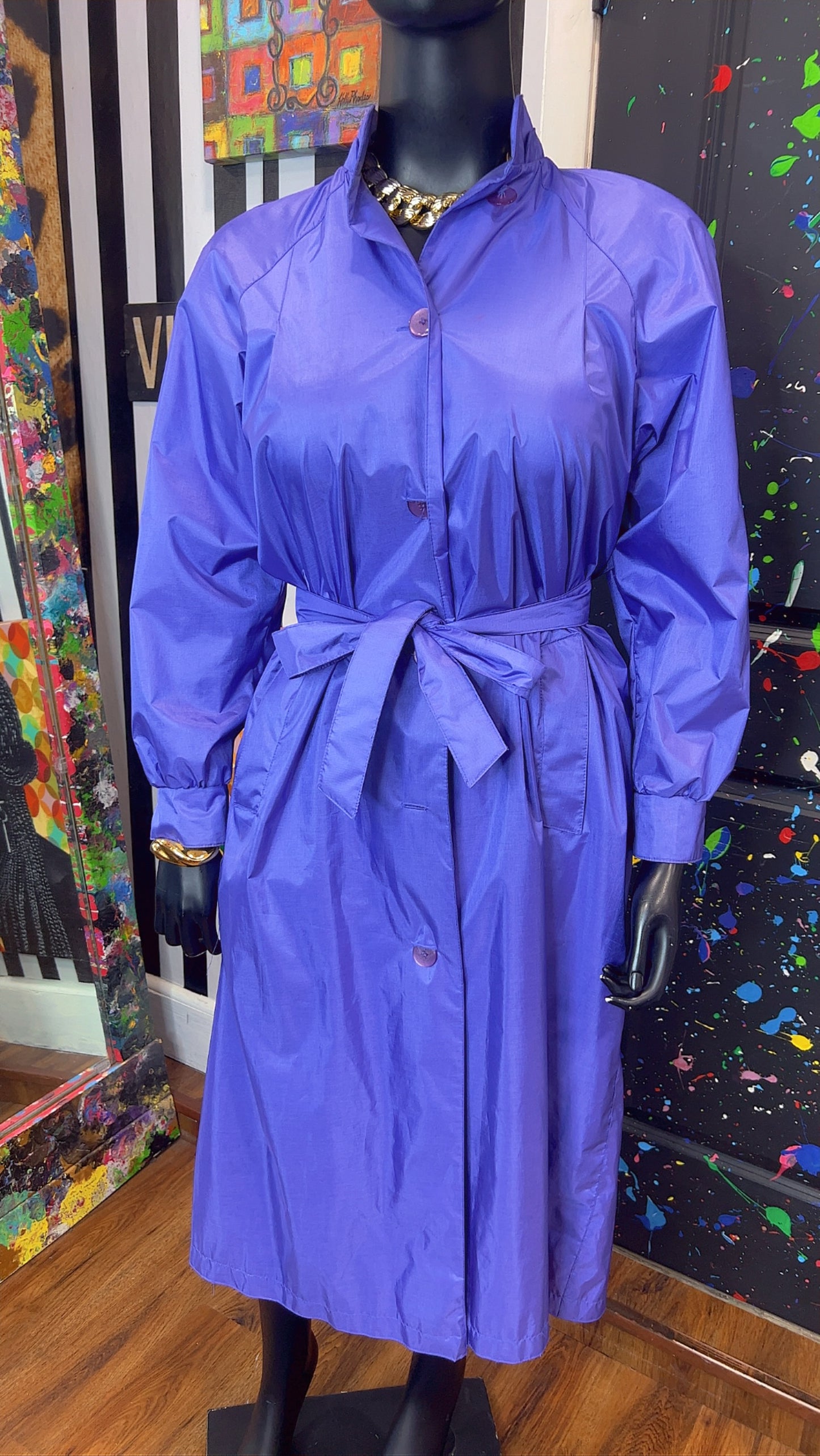 Vintage Purple Trench Raincoat (12)