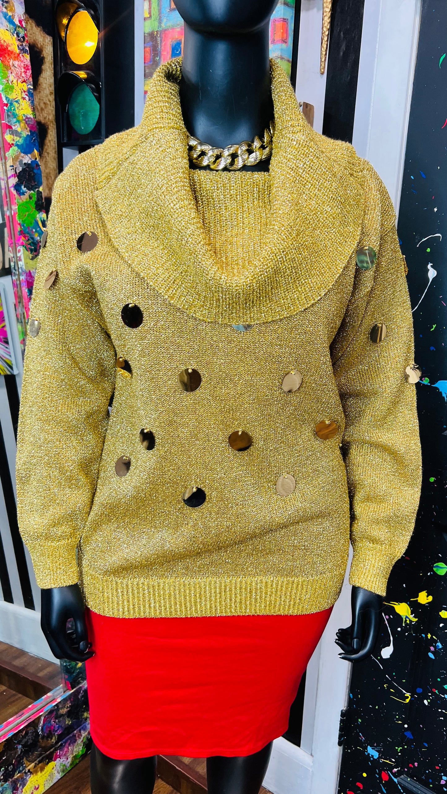 Vintage Plus Size Gold & Circle Sweater (18)