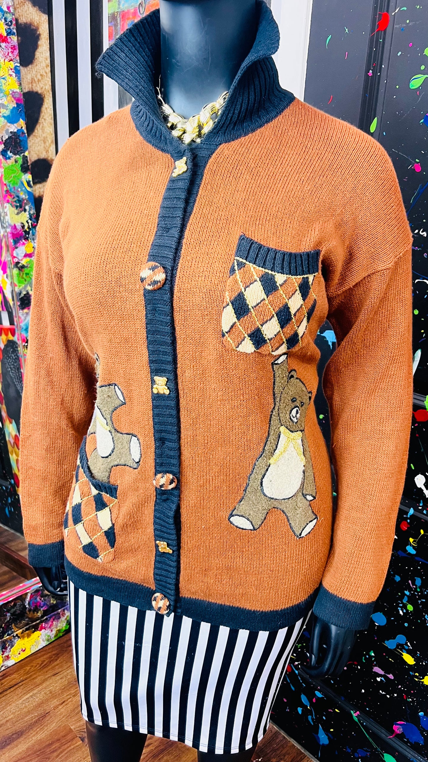 Vintage Brown Bear Cardigan (16/18)