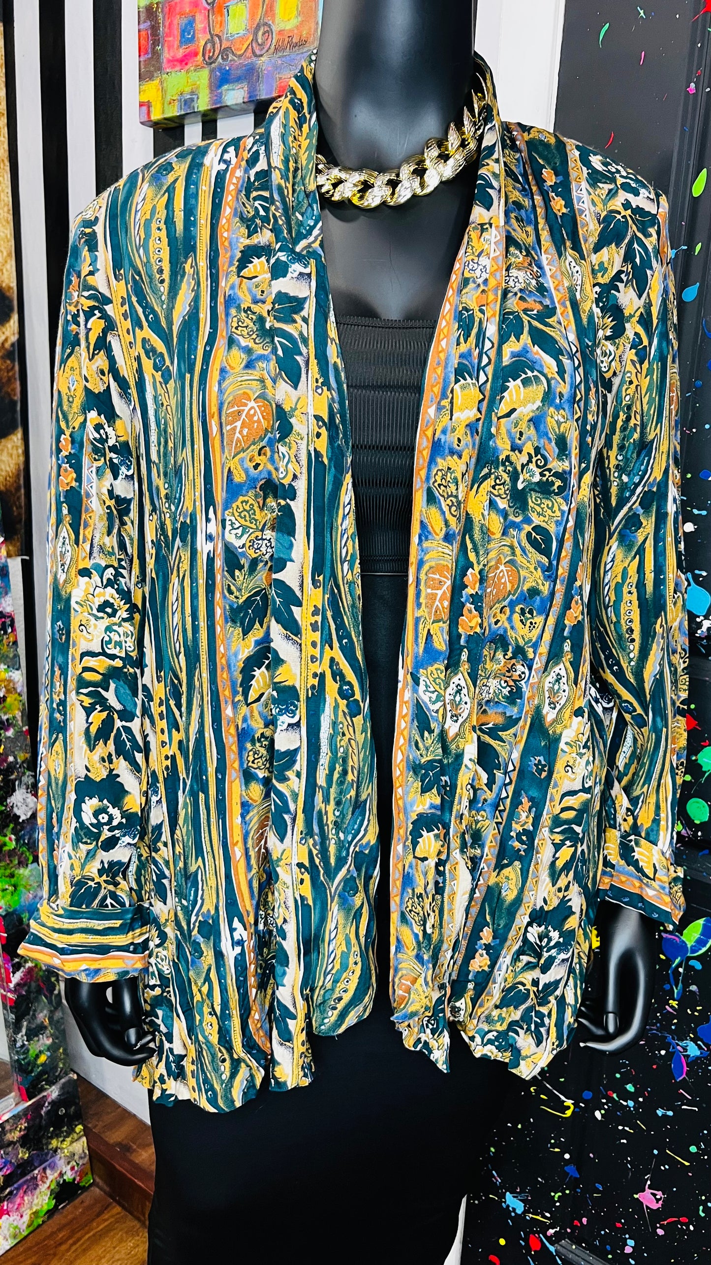Vintage Rayon Abstract Duster (22)