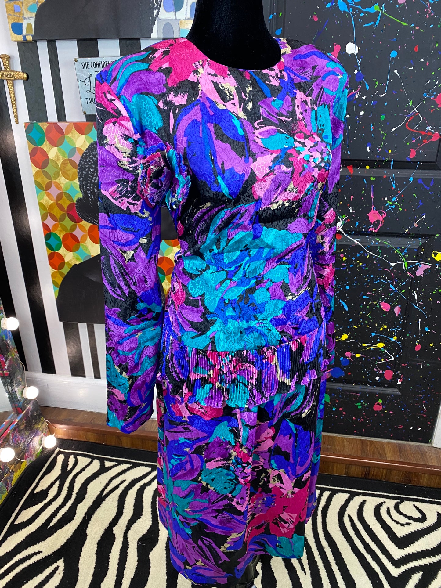 Vintage Floral 2 piece Skirt Set