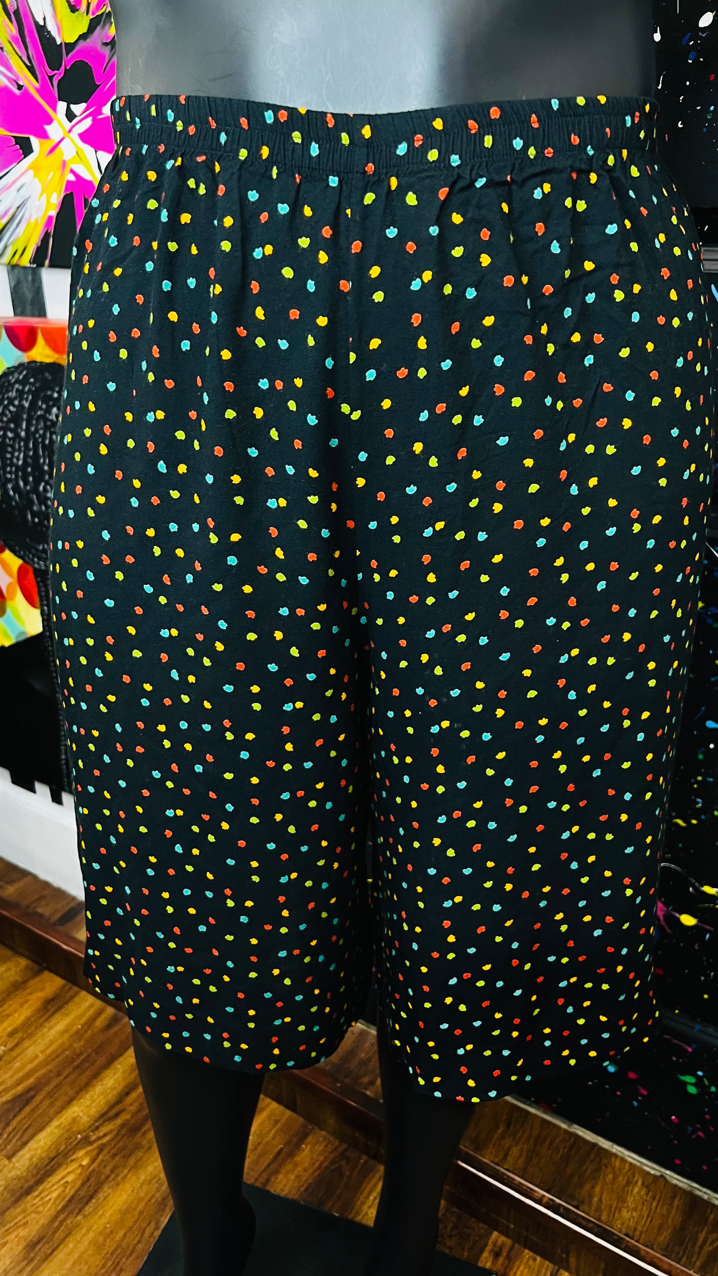 Vintage Rayon Color block Speckle Shorts (24)