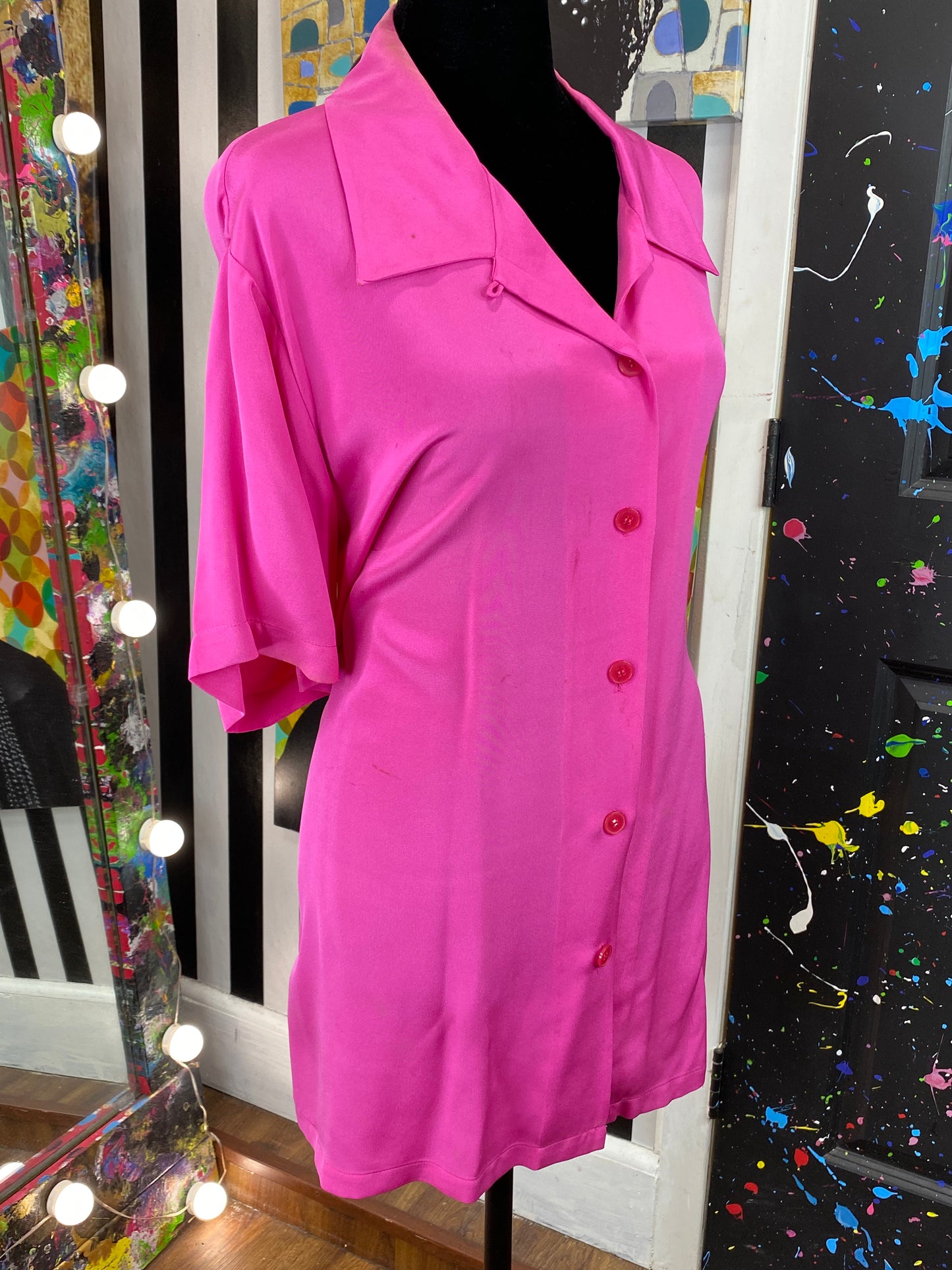 Vintage Pink Short Sleeve Blouse