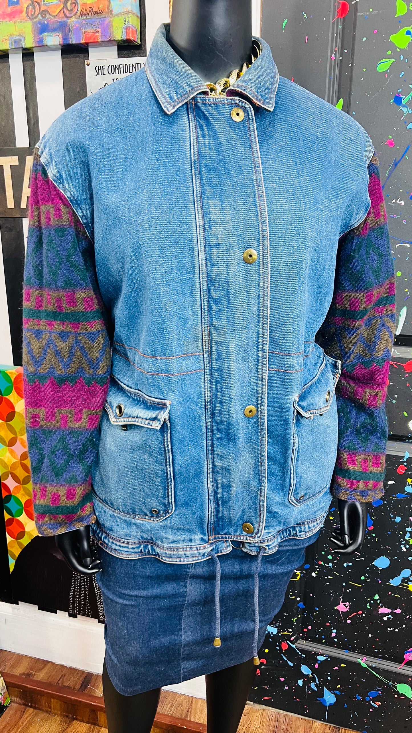Vintage Denim Puffer Coat (16/18)