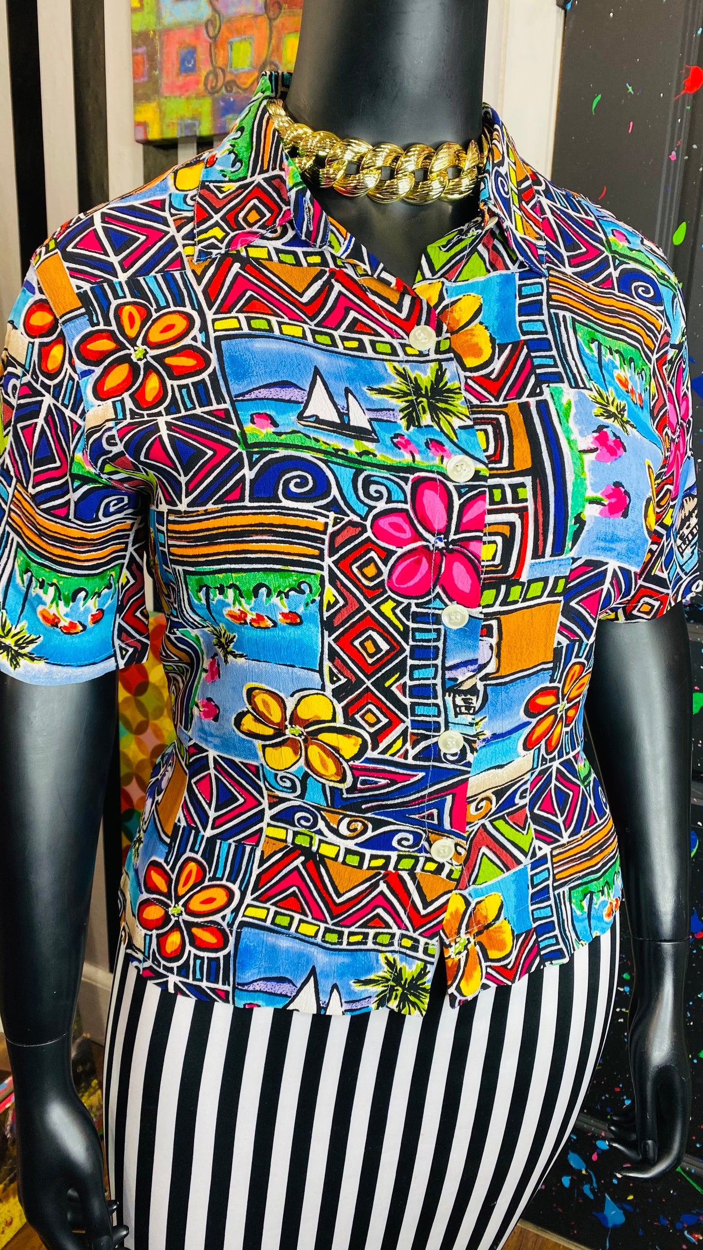 Vintage Cropped Abstract Blouse (12)