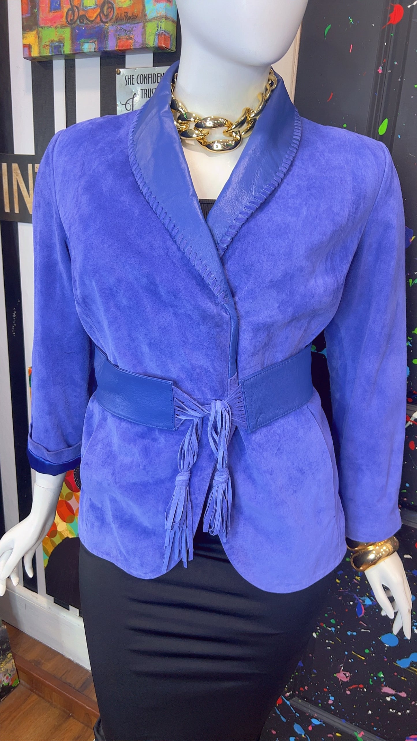 Vintage Suede Leather Jacket with Belt (18)