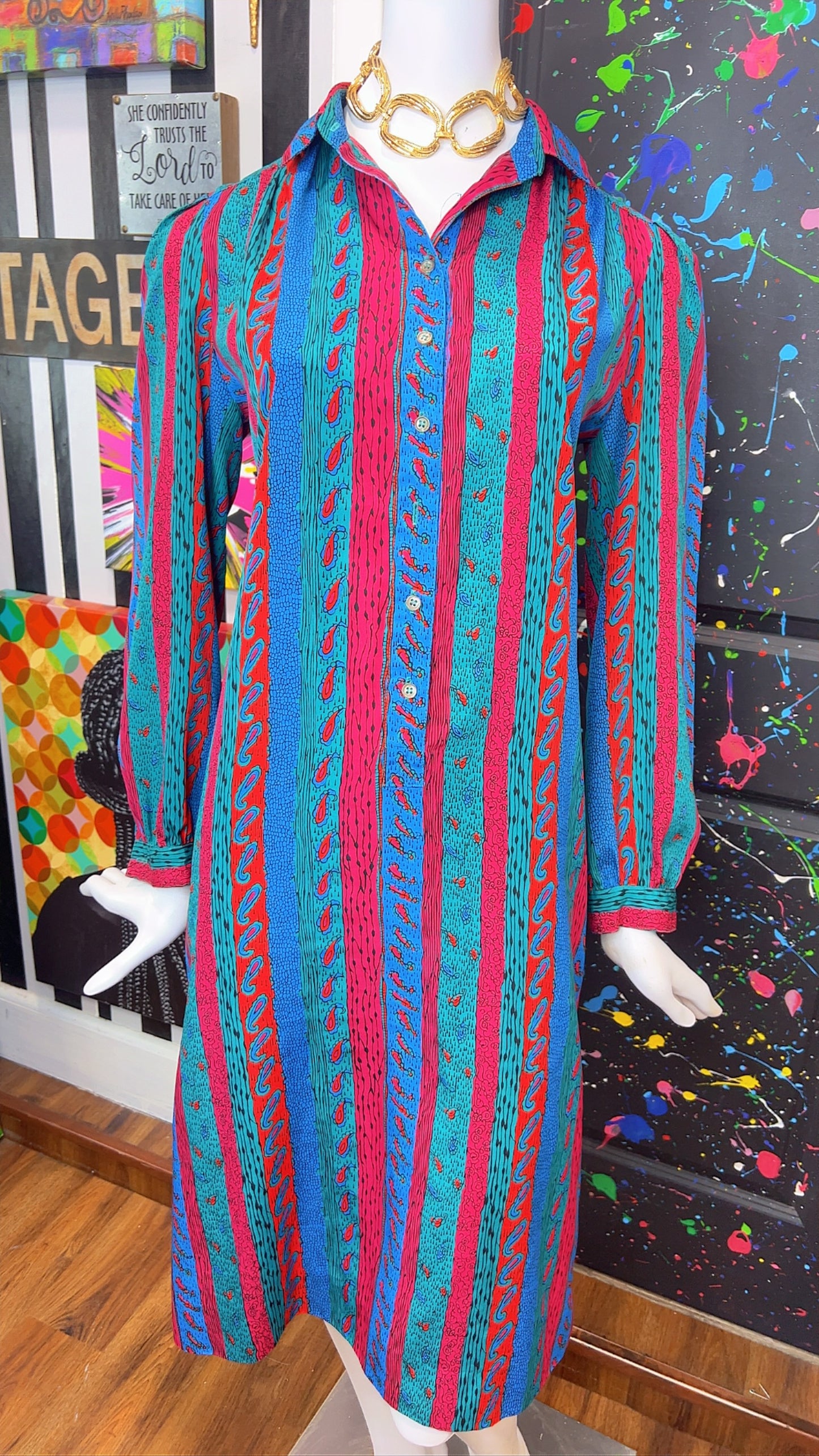 Vintage Paisley Print Dress (14)
