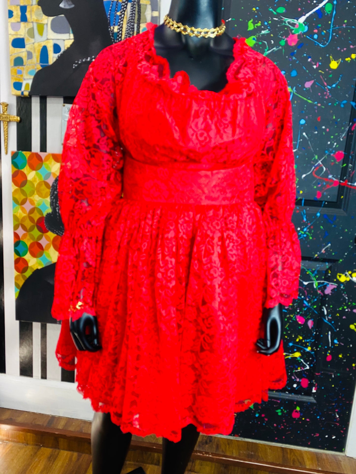 Vintage Red Lace Dress