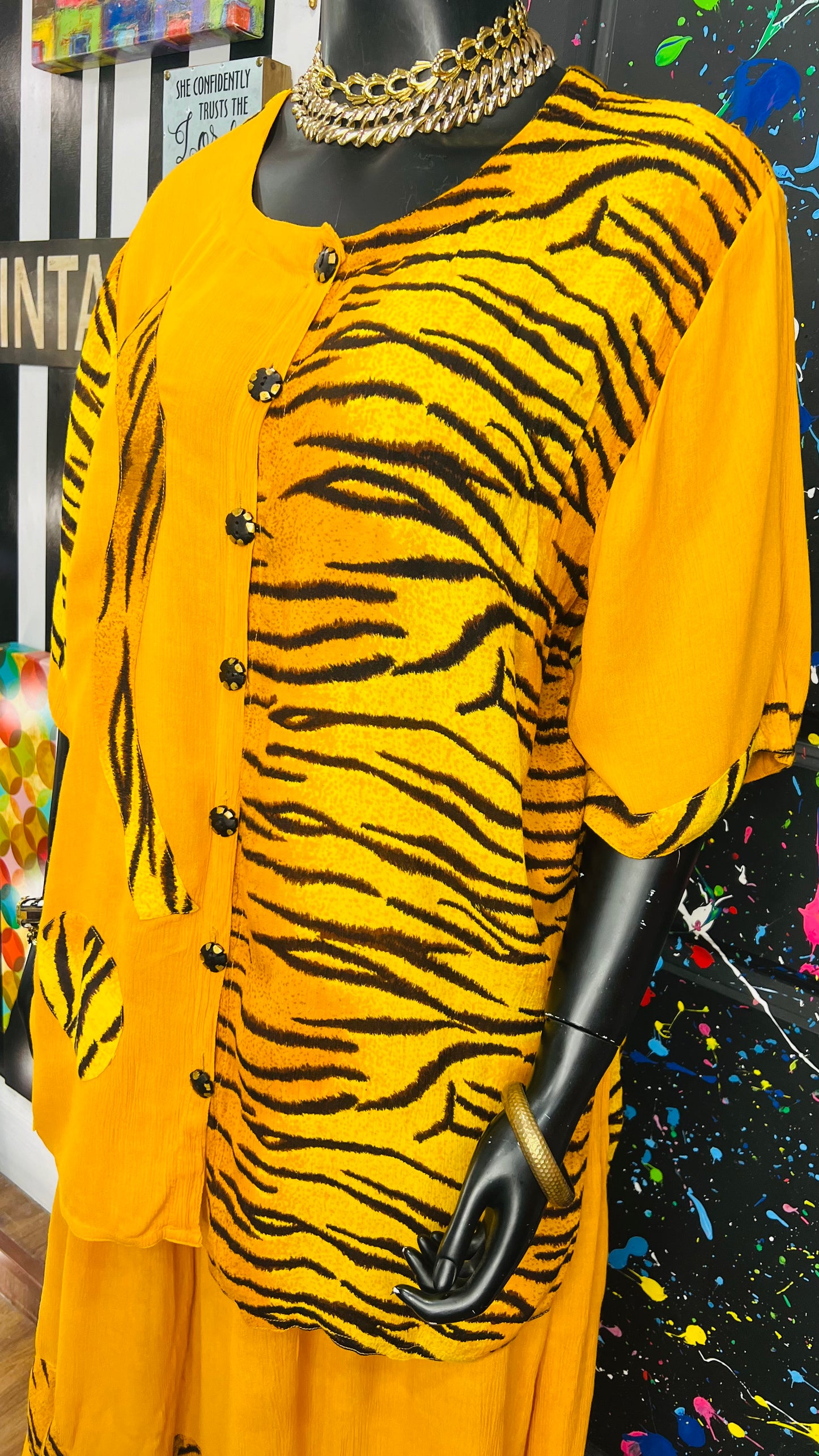 Vintage Animal Print Three Piece Rayon Set (OS)