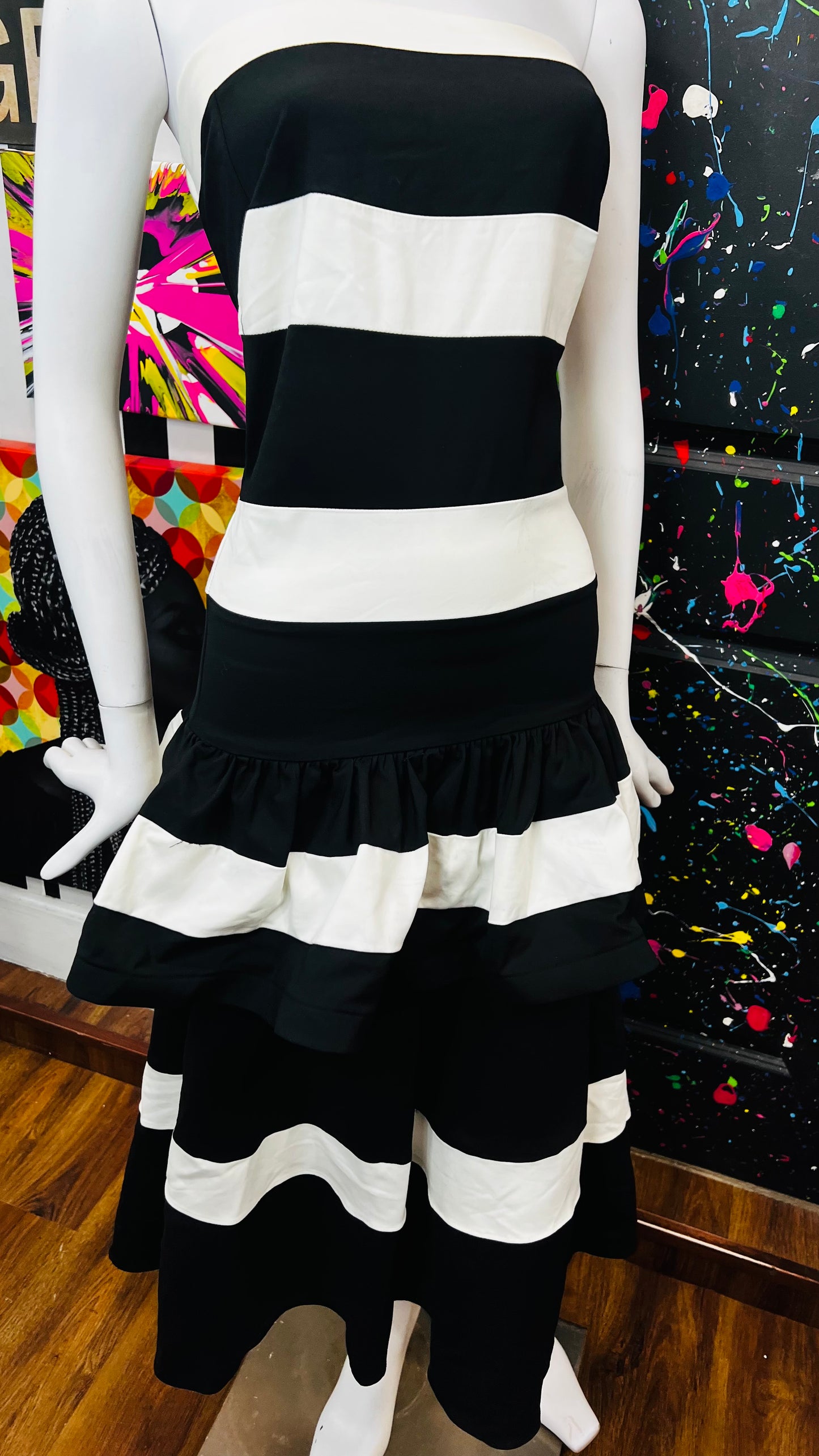 Vintage Black & White Tube Top Dress (12)
